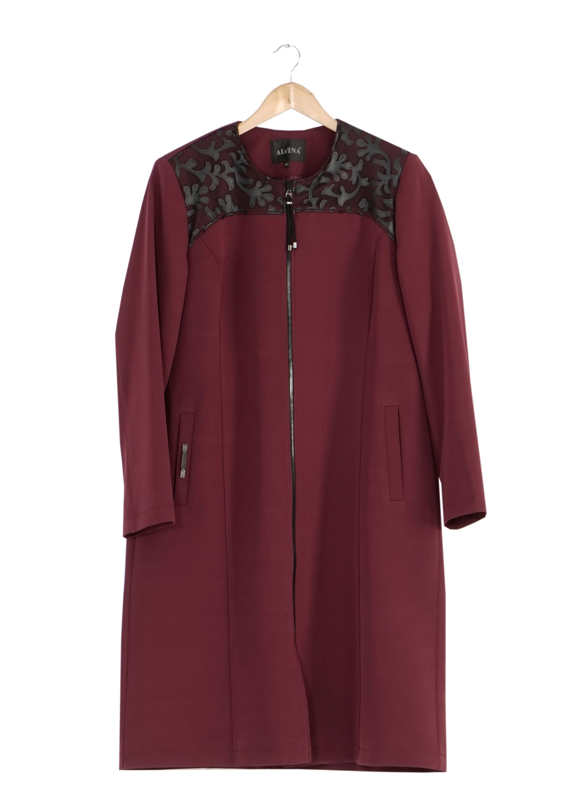 Tesettür giyim BORDO FERMUARLI TRENÇKOT 1657 