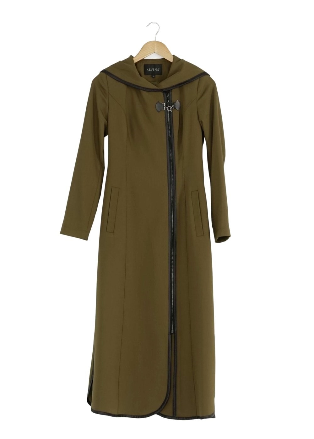 Tesettür giyim HAKİ DERİ DETAYLI TRENÇKOT 1664 