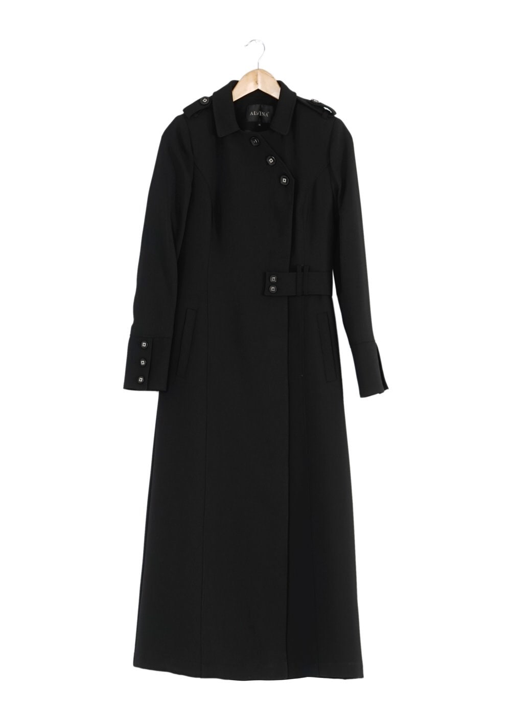 Tesettür giyim SİYAH DÜĞMELİ TRENÇKOT 1668 