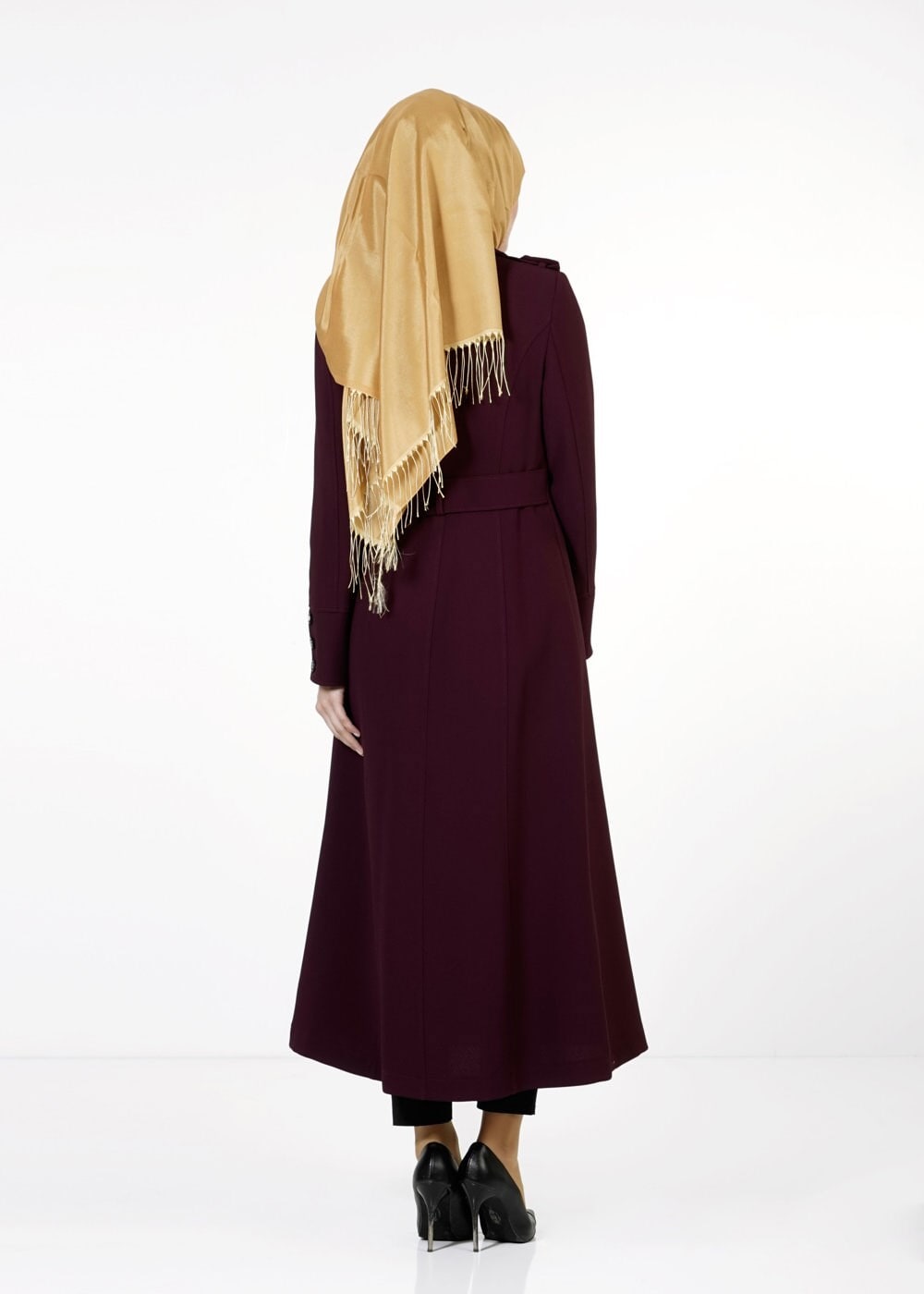 Tesettür giyim MÜRDÜM DÜĞMELİ TRENÇKOT 1668 