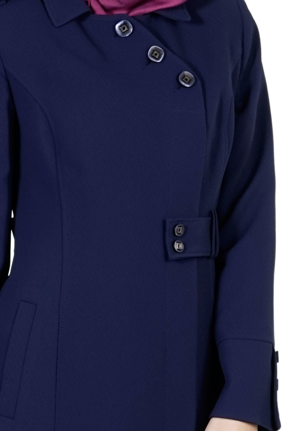 Tesettür giyim LACİVERT DÜĞMELİ TRENÇKOT 1668 
