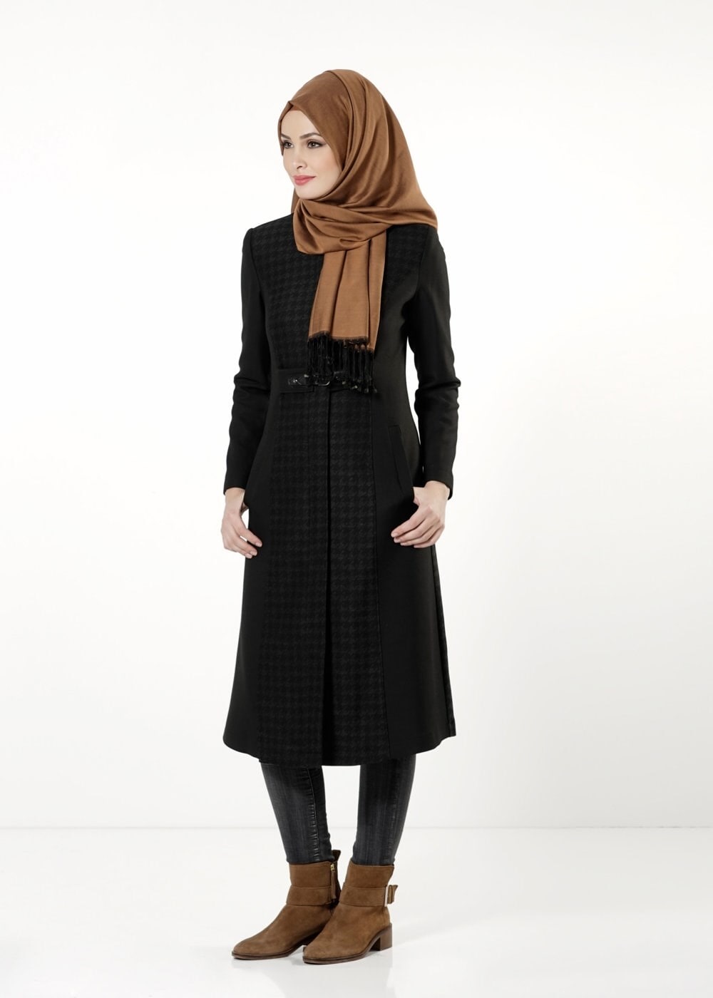 Tesettür giyim SİYAH 1670 TRENÇKOT