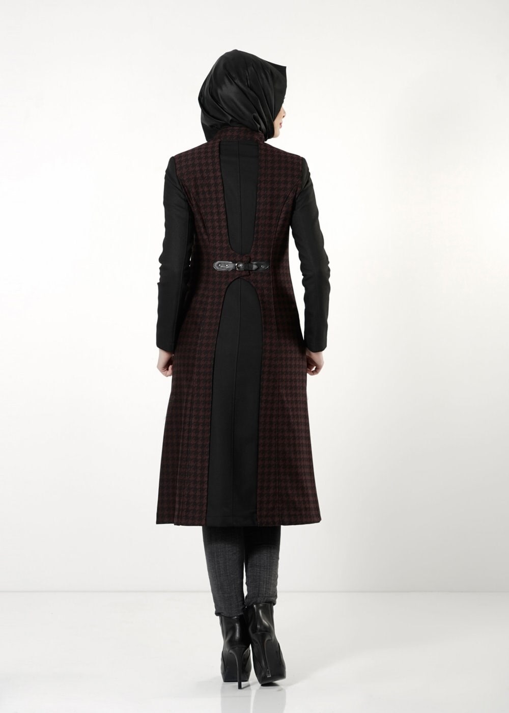 Tesettür giyim BORDO 1670 TRENÇKOT