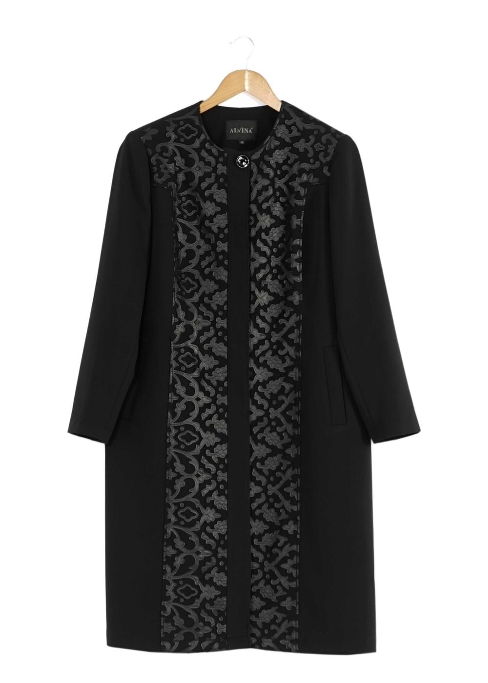 Hijab clothing BLACK GUIPURED TRENCH-COAT 1673 