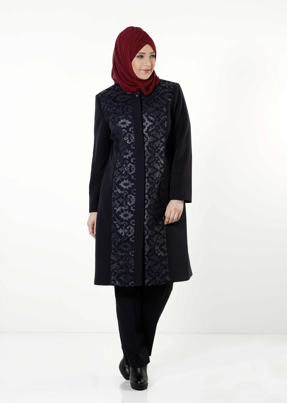 Tesettür giyim LACİVERT 1673 TRENÇKOT
