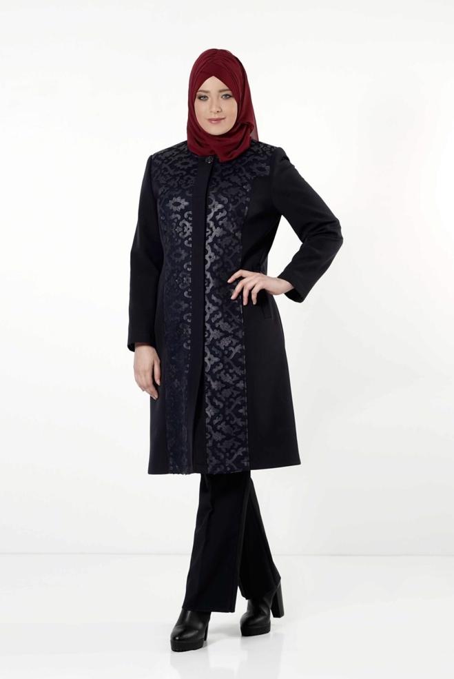 Tesettür giyim LACİVERT 1673 TRENÇKOT - ALVİNA