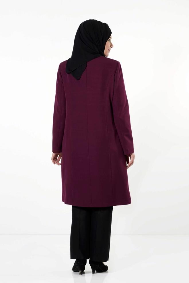 Tesettür giyim BORDO 1673 TRENÇKOT - ALVİNA