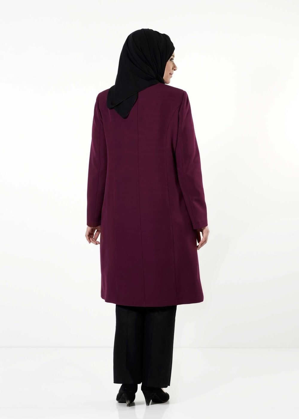 Tesettür giyim BORDO 1673 TRENÇKOT