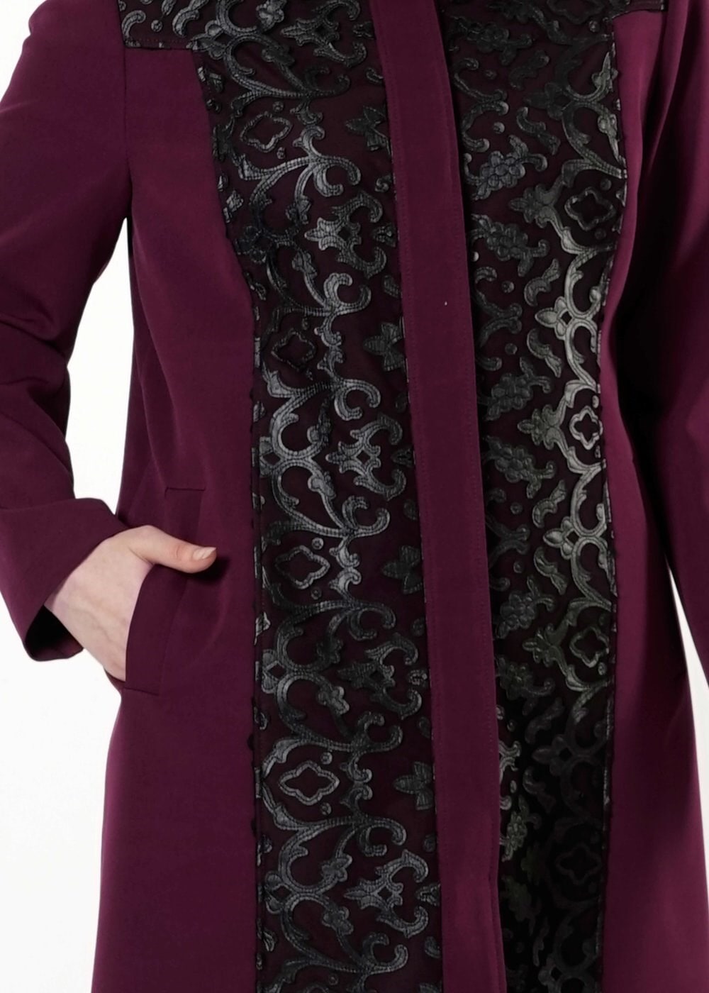 Tesettür giyim BORDO 1673 TRENÇKOT