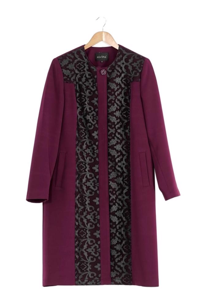 Tesettür giyim BORDO 1673 TRENÇKOT - ALVİNA