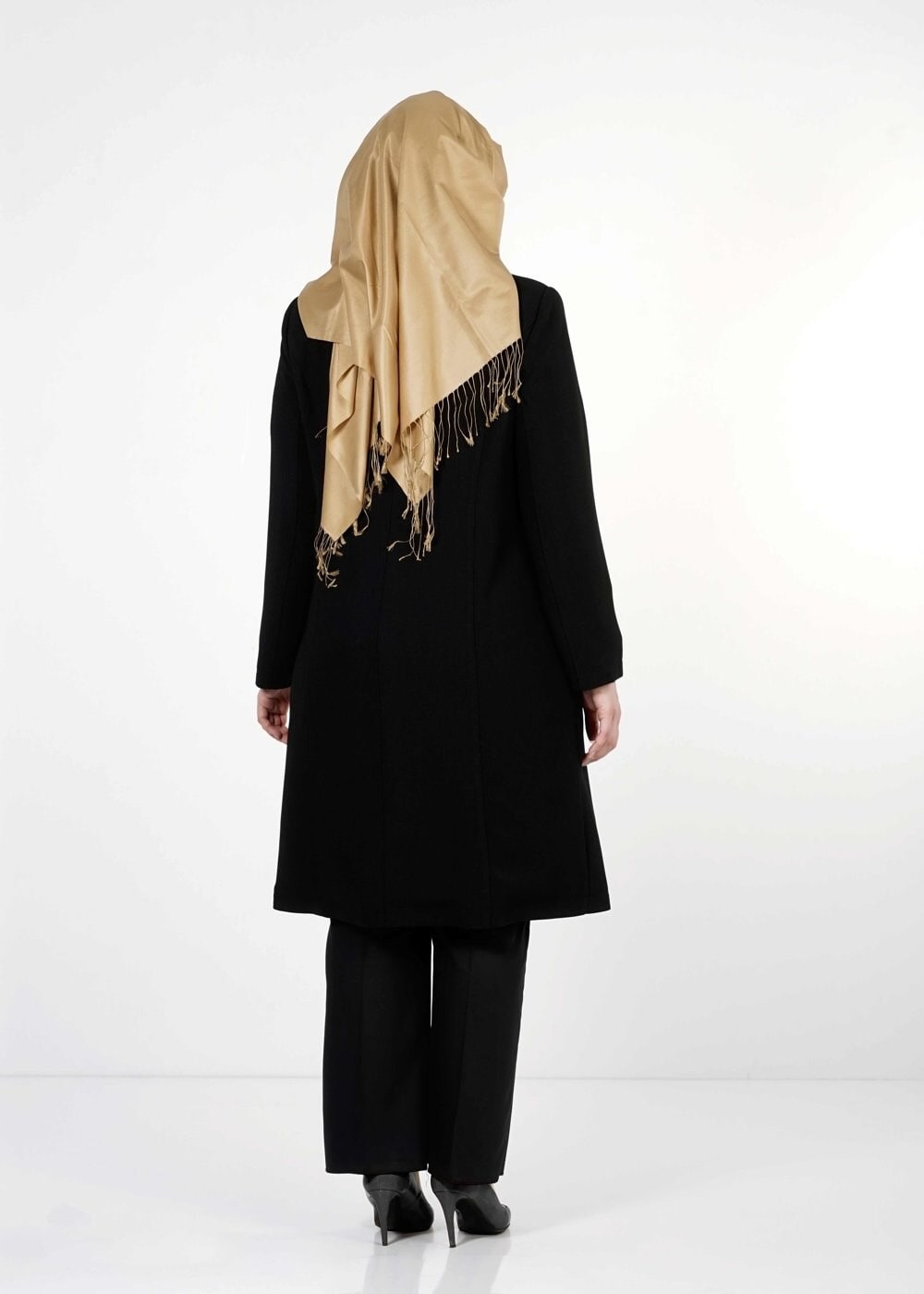 Tesettür giyim SİYAH 1674 TRENÇKOT