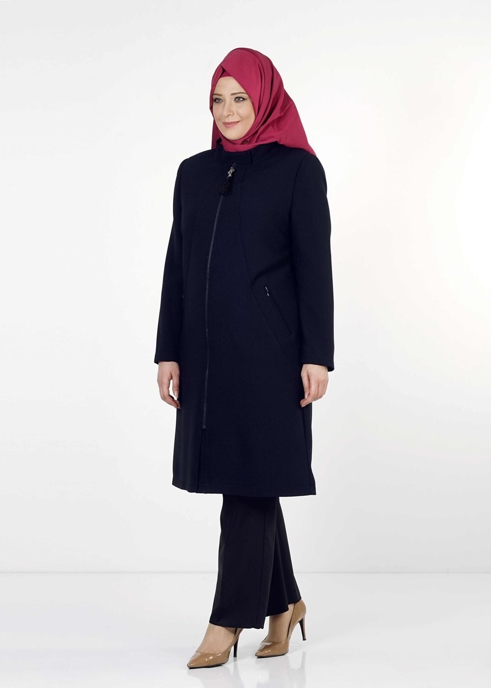 Tesettür giyim LACİVERT 1674 TRENÇKOT