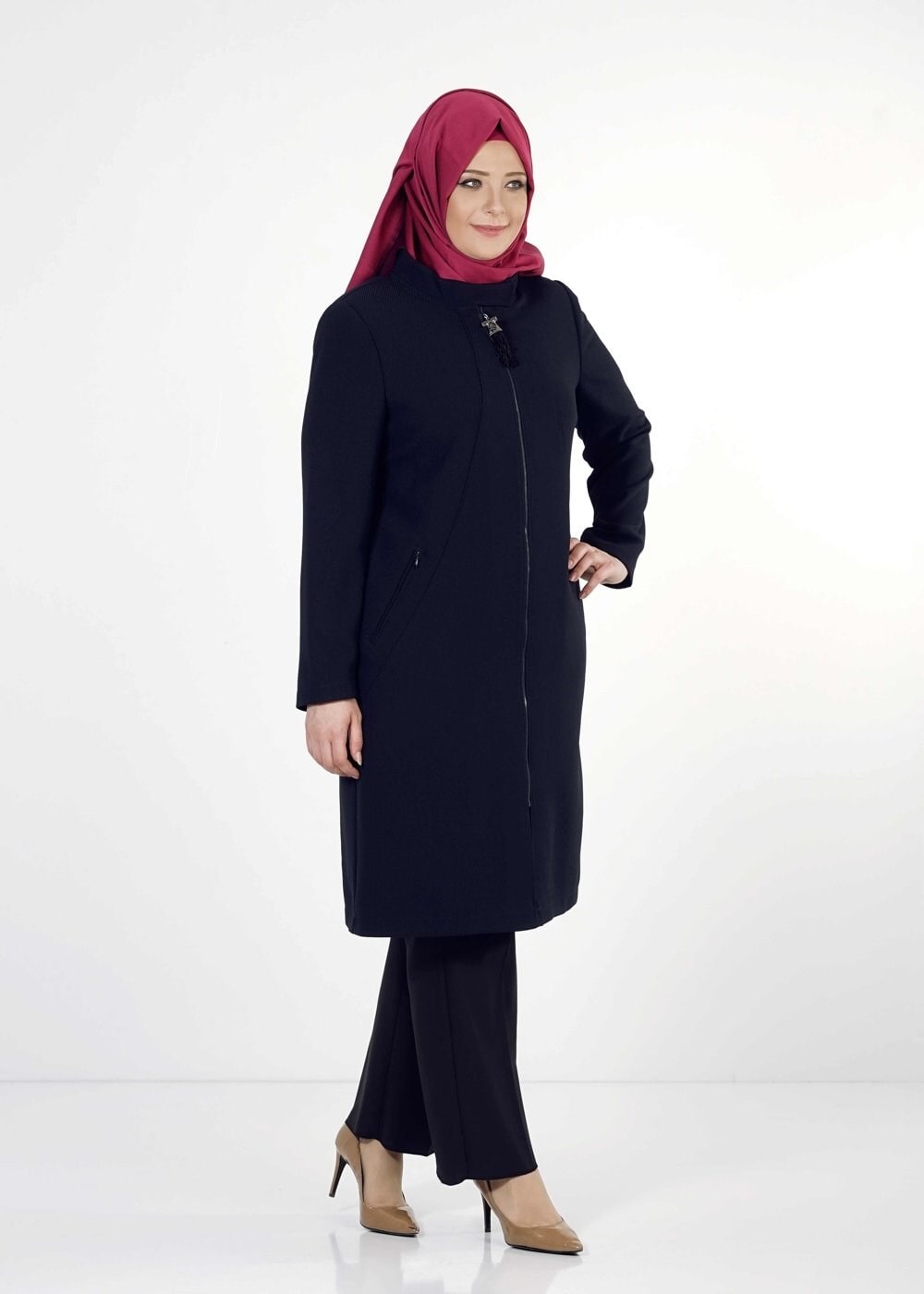 Tesettür giyim LACİVERT 1674 TRENÇKOT