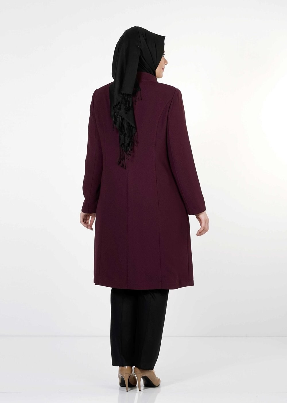 Tesettür giyim MÜRDÜM 1674 TRENÇKOT