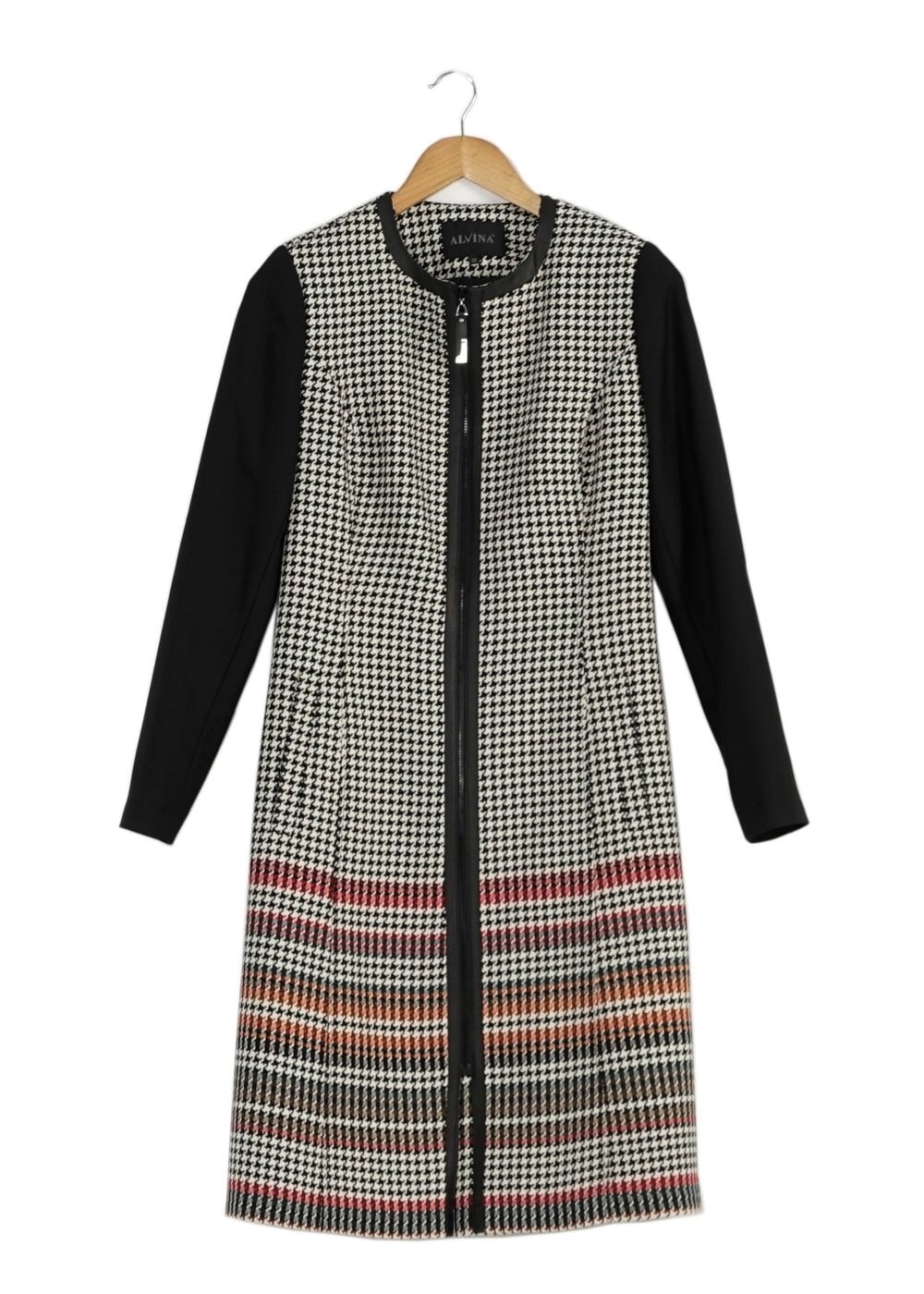 Tesettür giyim SİYAH KAZAYAĞI DESENLİ TRENÇKOT 1687 