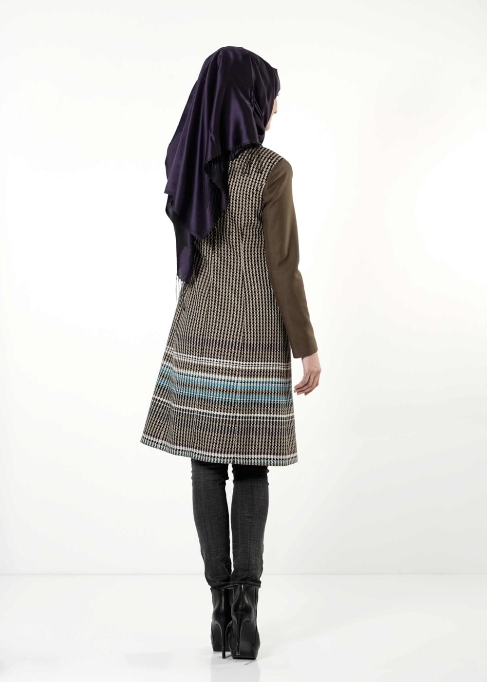 Tesettür giyim KAHVE KAZAYAĞI DESENLİ TRENÇKOT 1687 