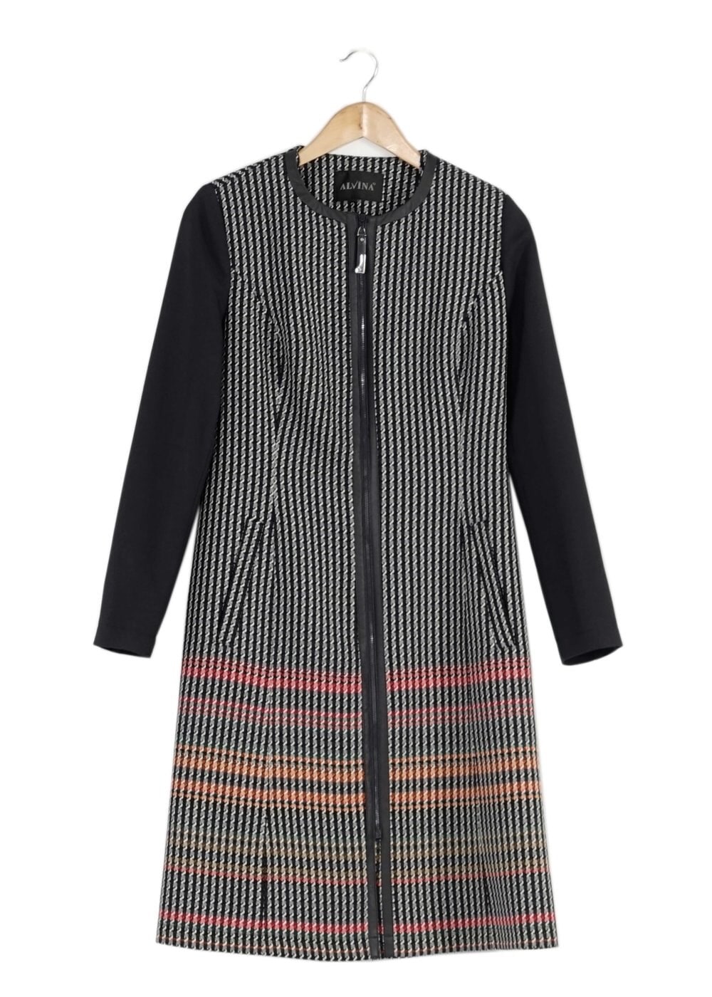 Tesettür giyim LACİVERT KAZAYAĞI DESENLİ TRENÇKOT 1687 