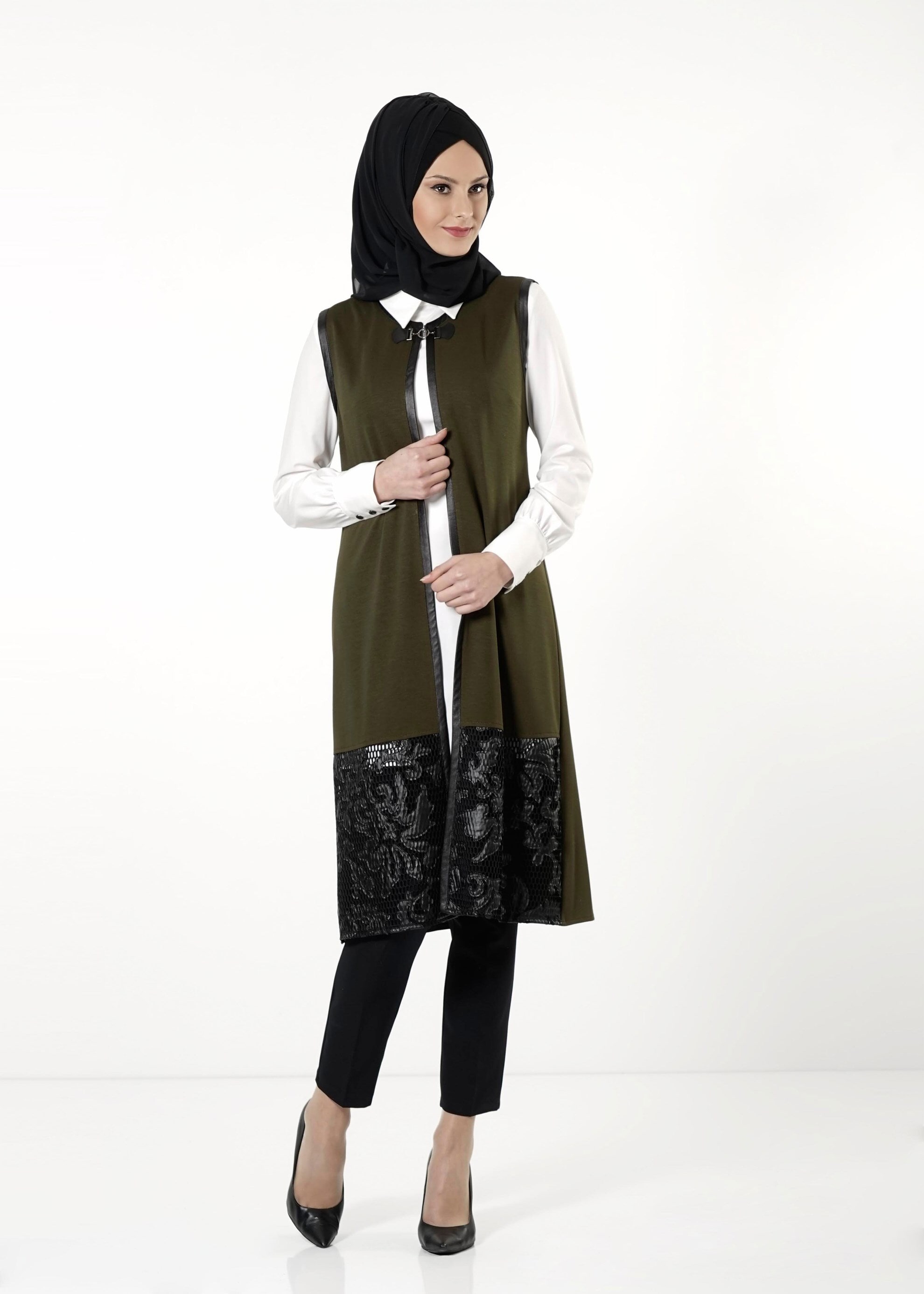 Tesettür giyim HAKİ 4012 YELEK