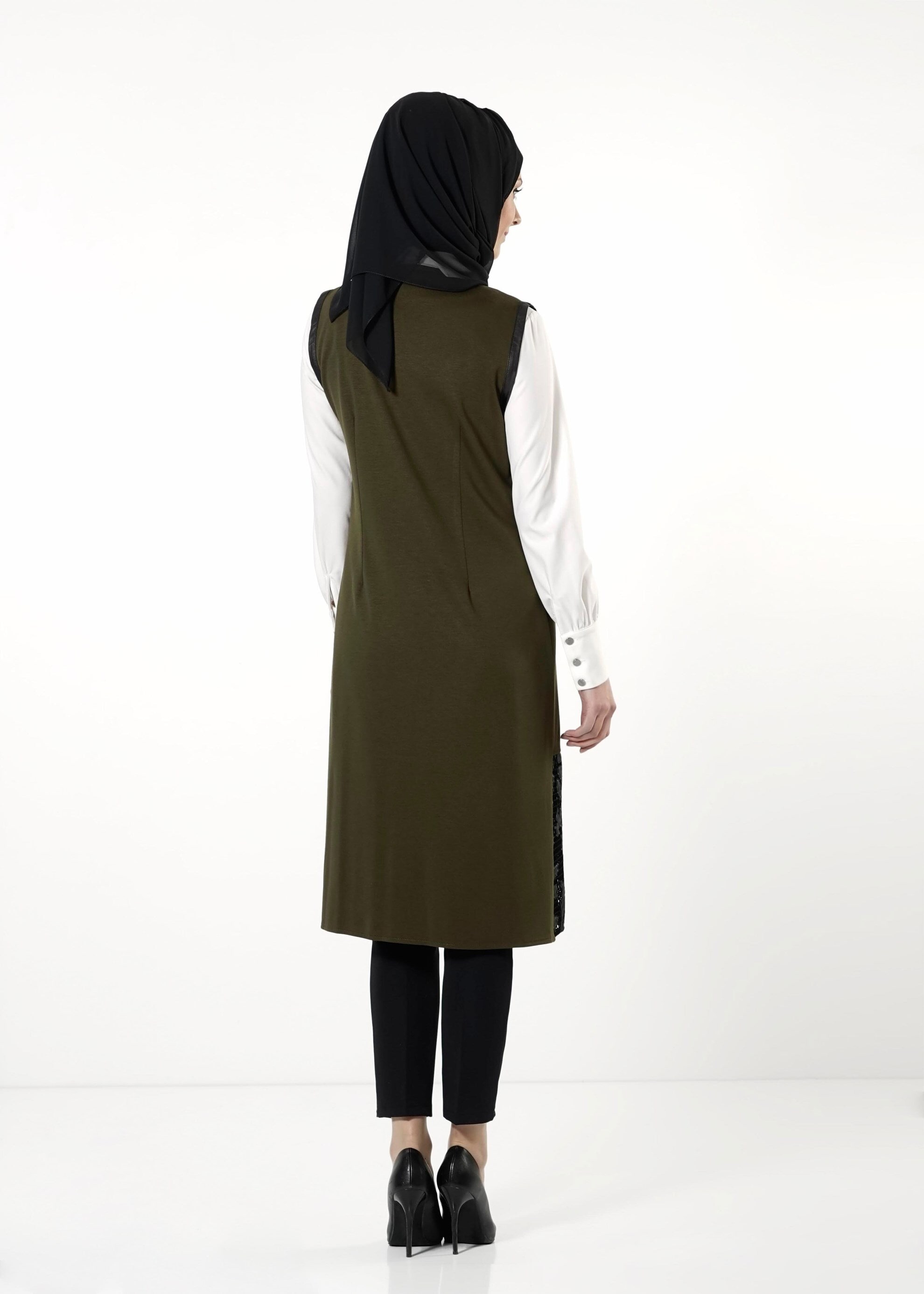 Tesettür giyim HAKİ 4012 YELEK