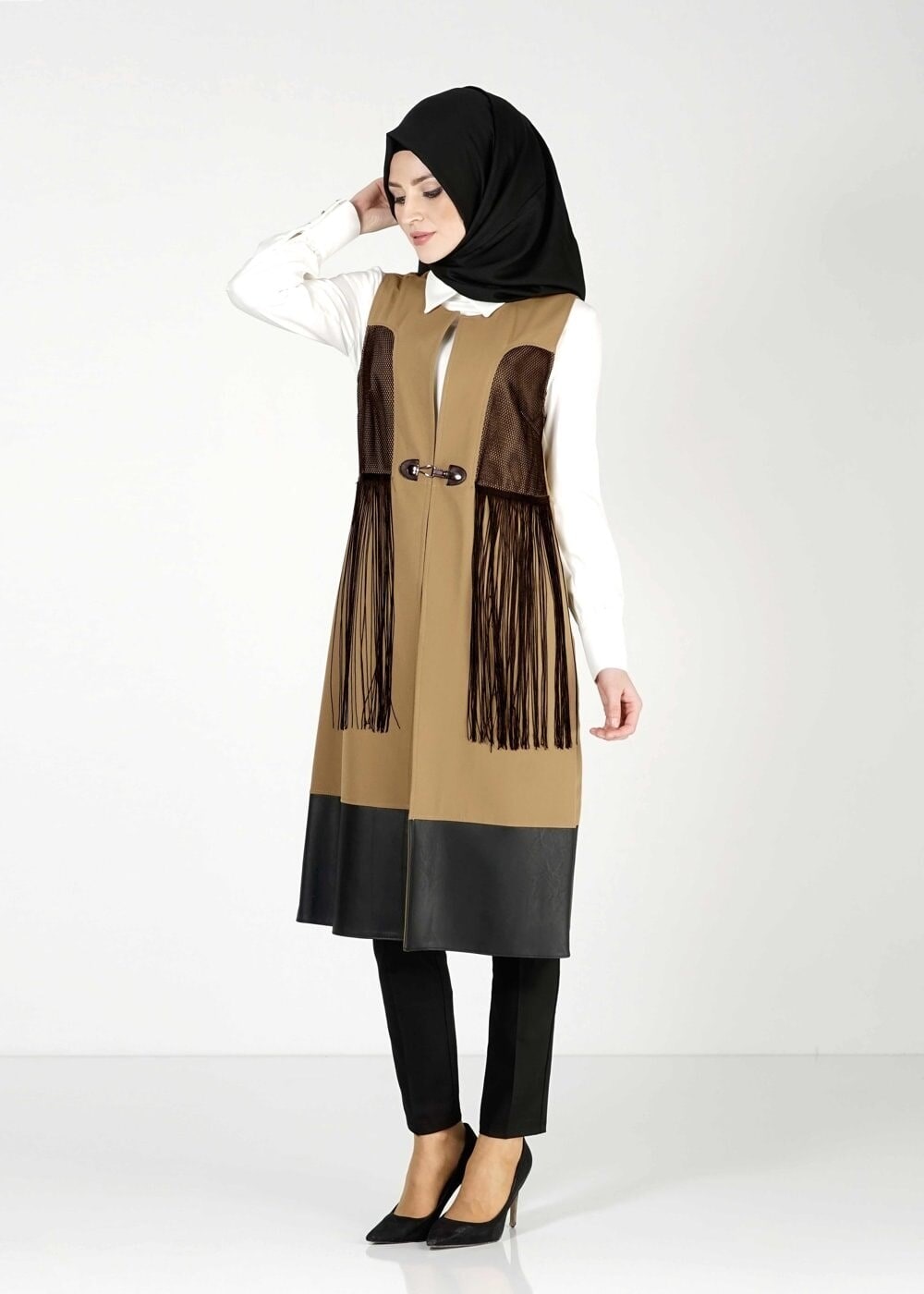 Tesettür giyim KAHVE 4045 YELEK