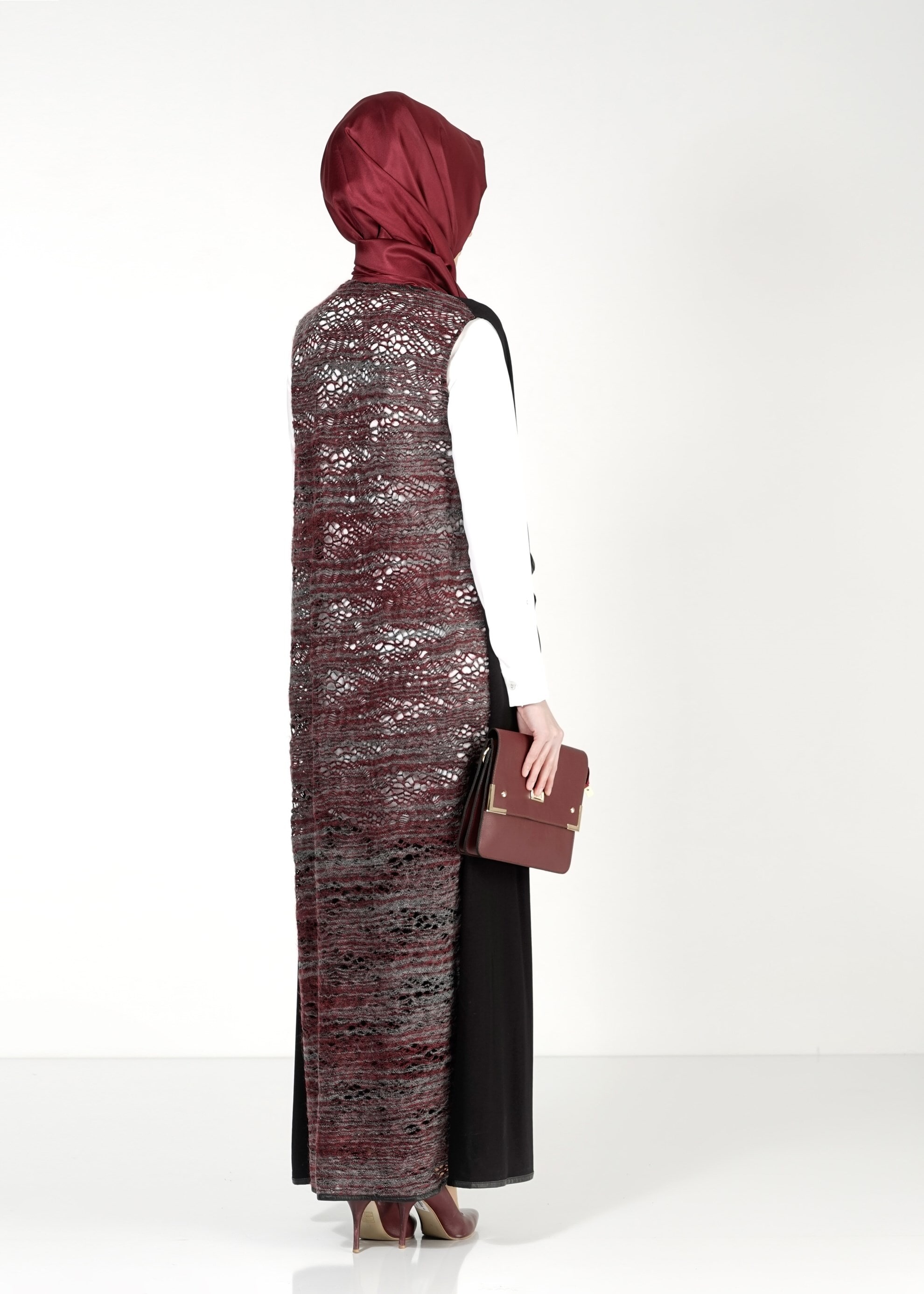 Tesettür giyim BORDO 4049 YELEK