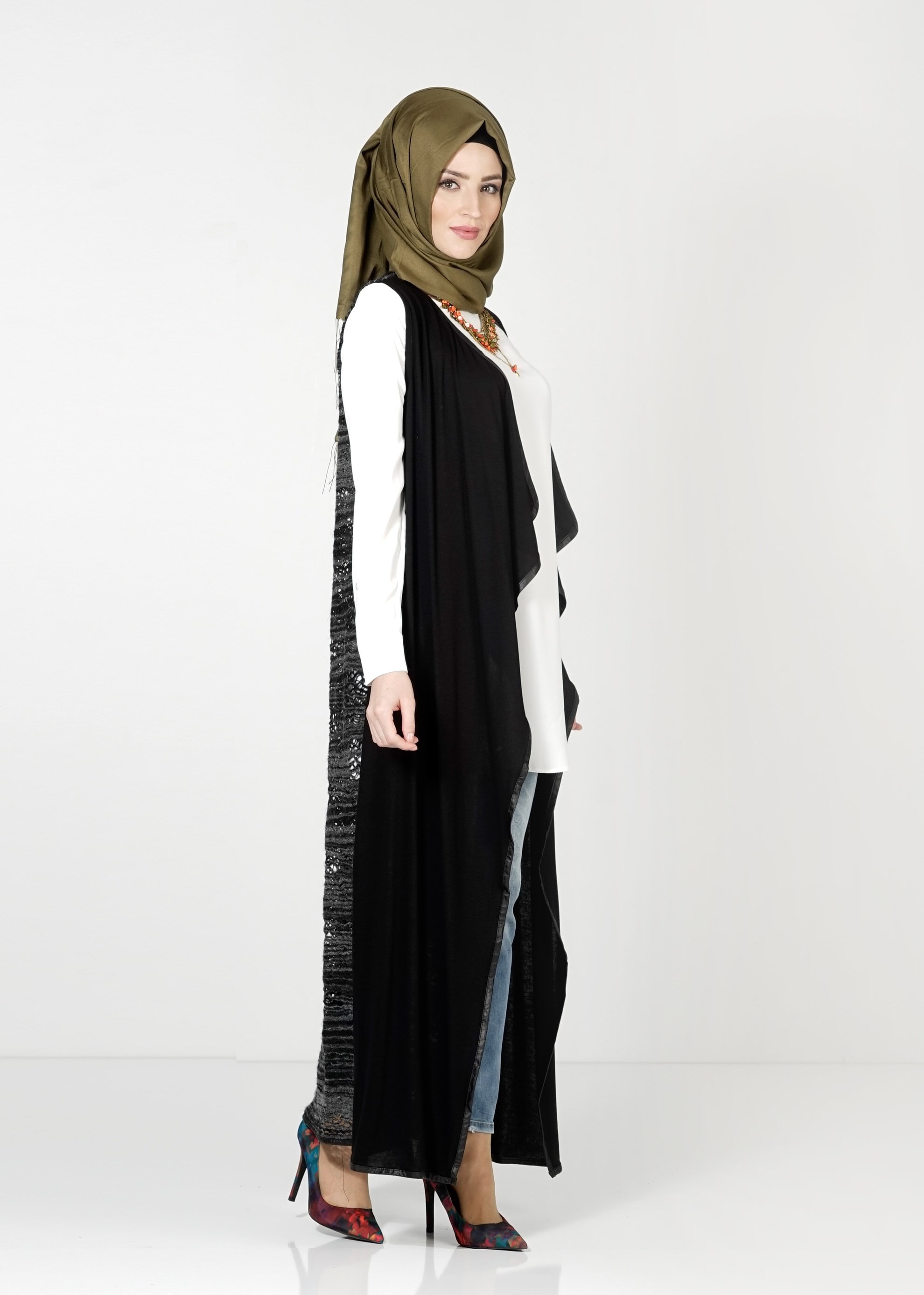 Tesettür giyim GRİ 4049 YELEK