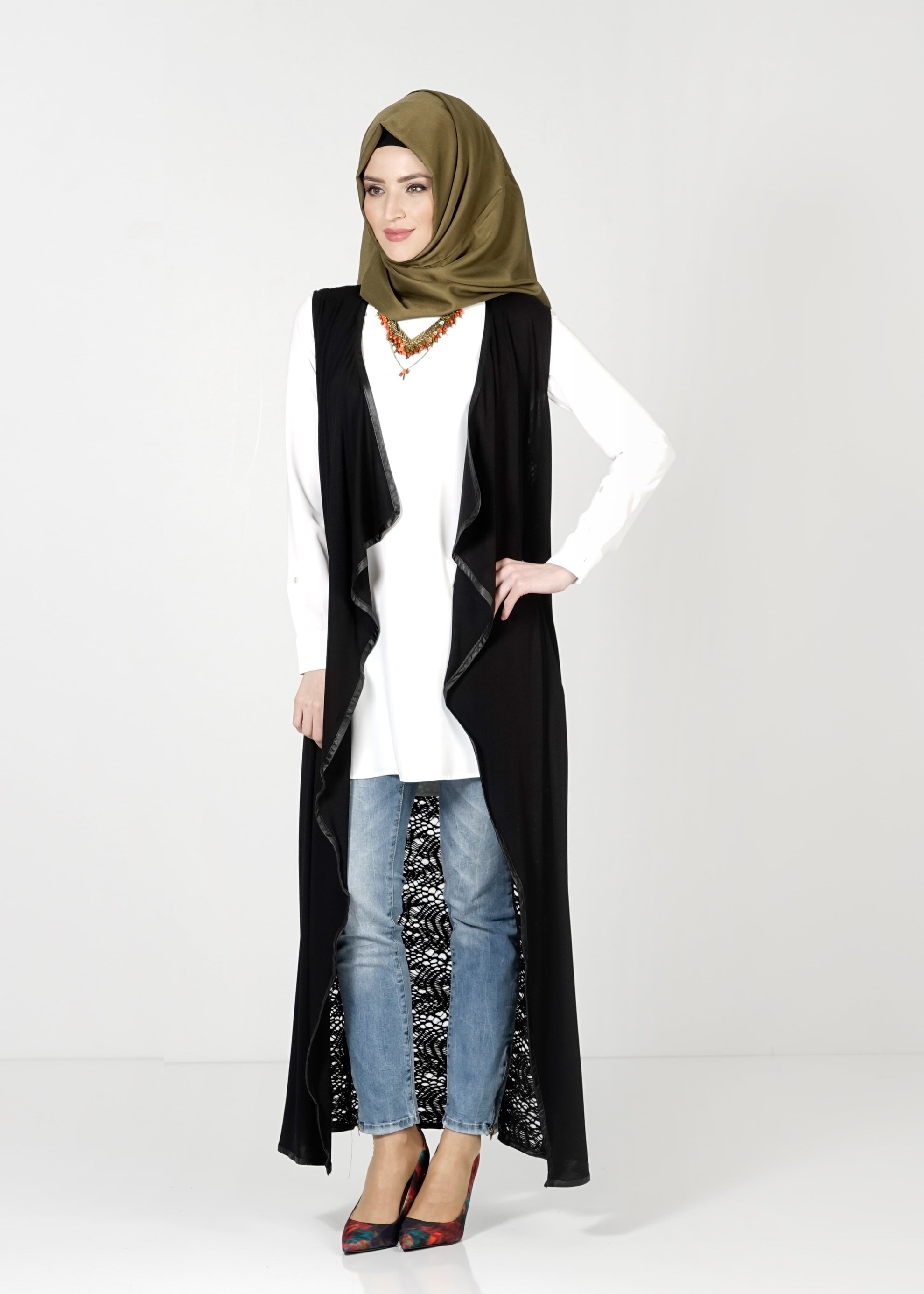 Tesettür giyim GRİ 4049 YELEK