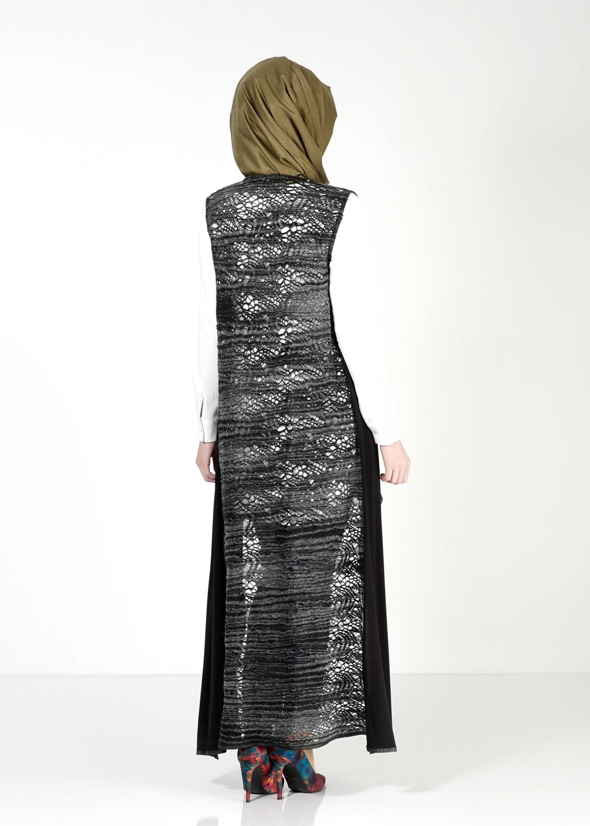 Tesettür giyim GRİ 4049 YELEK