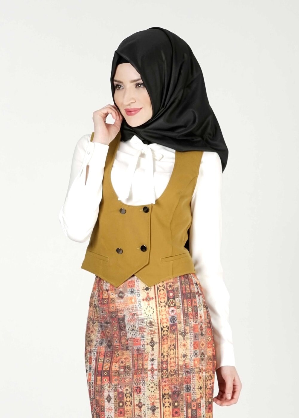 Tesettür giyim SARI 4084 YELEK