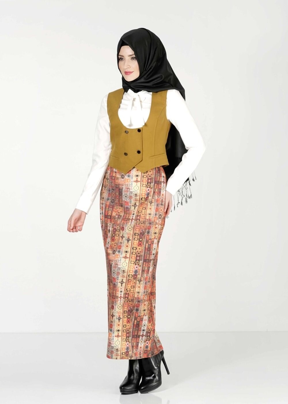 Tesettür giyim SARI 4084 YELEK