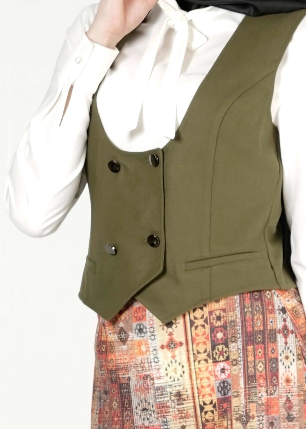 Tesettür giyim HAKİ 4084 YELEK