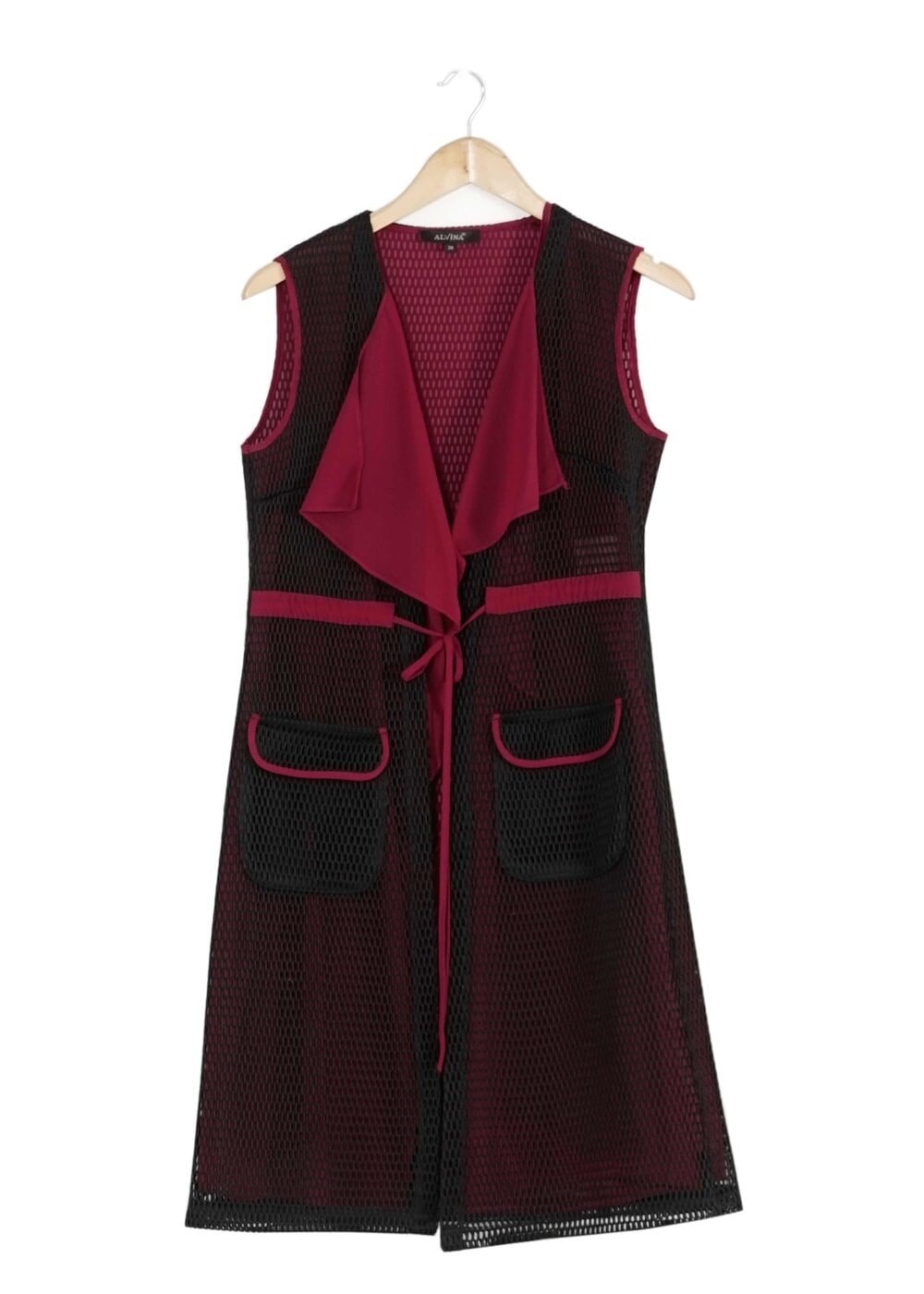 Tesettür giyim BORDO FİLE DETAYLI YELEK 4107 