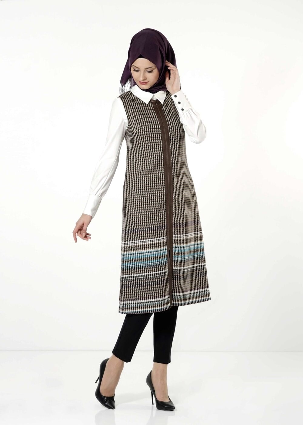 Tesettür giyim KAHVE 4153 YELEK