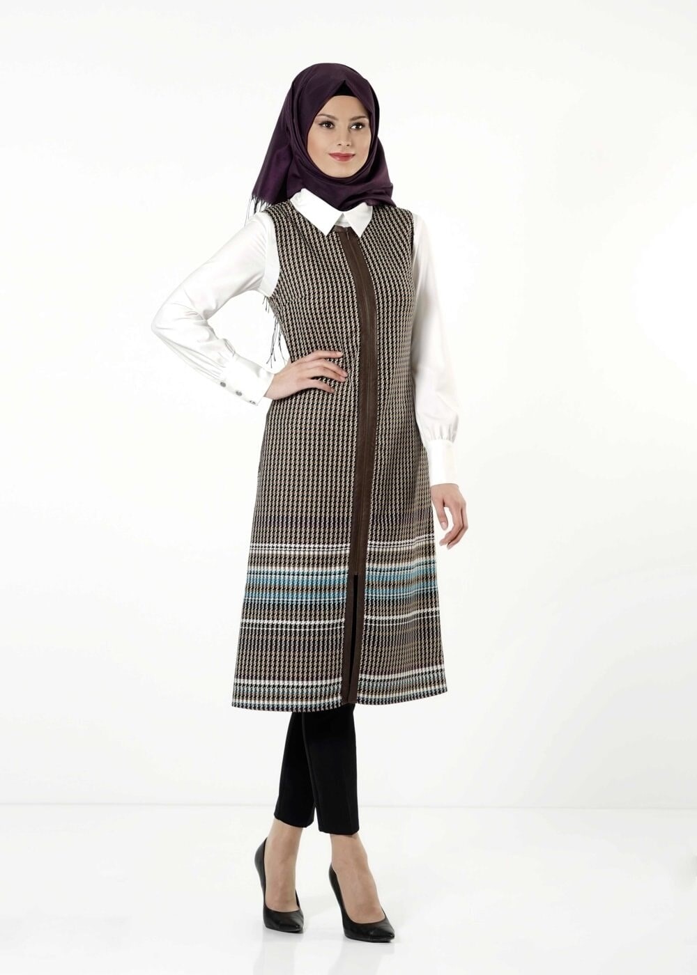 Tesettür giyim KAHVE 4153 YELEK