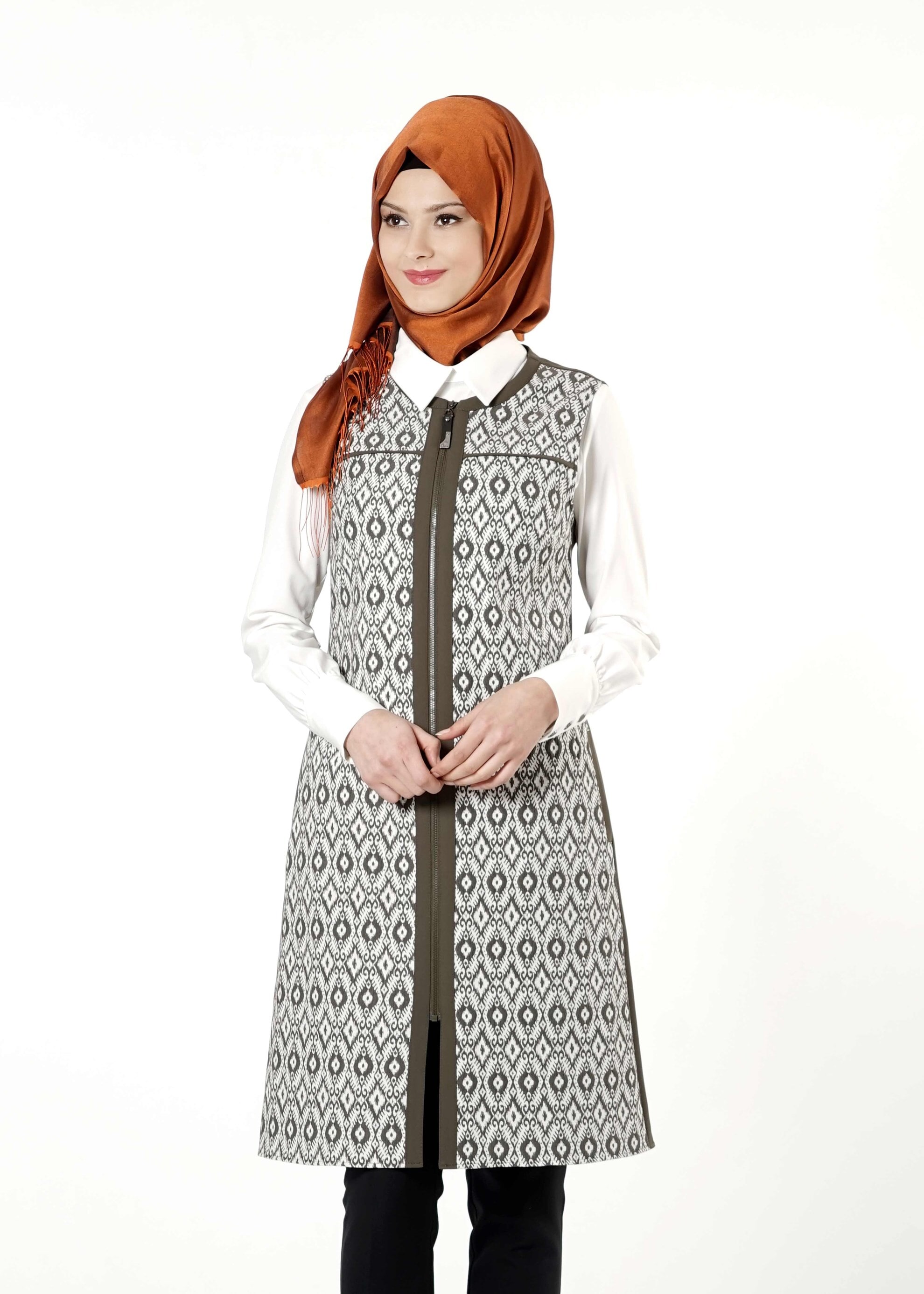 Tesettür giyim HAKİ 4155 YELEK 