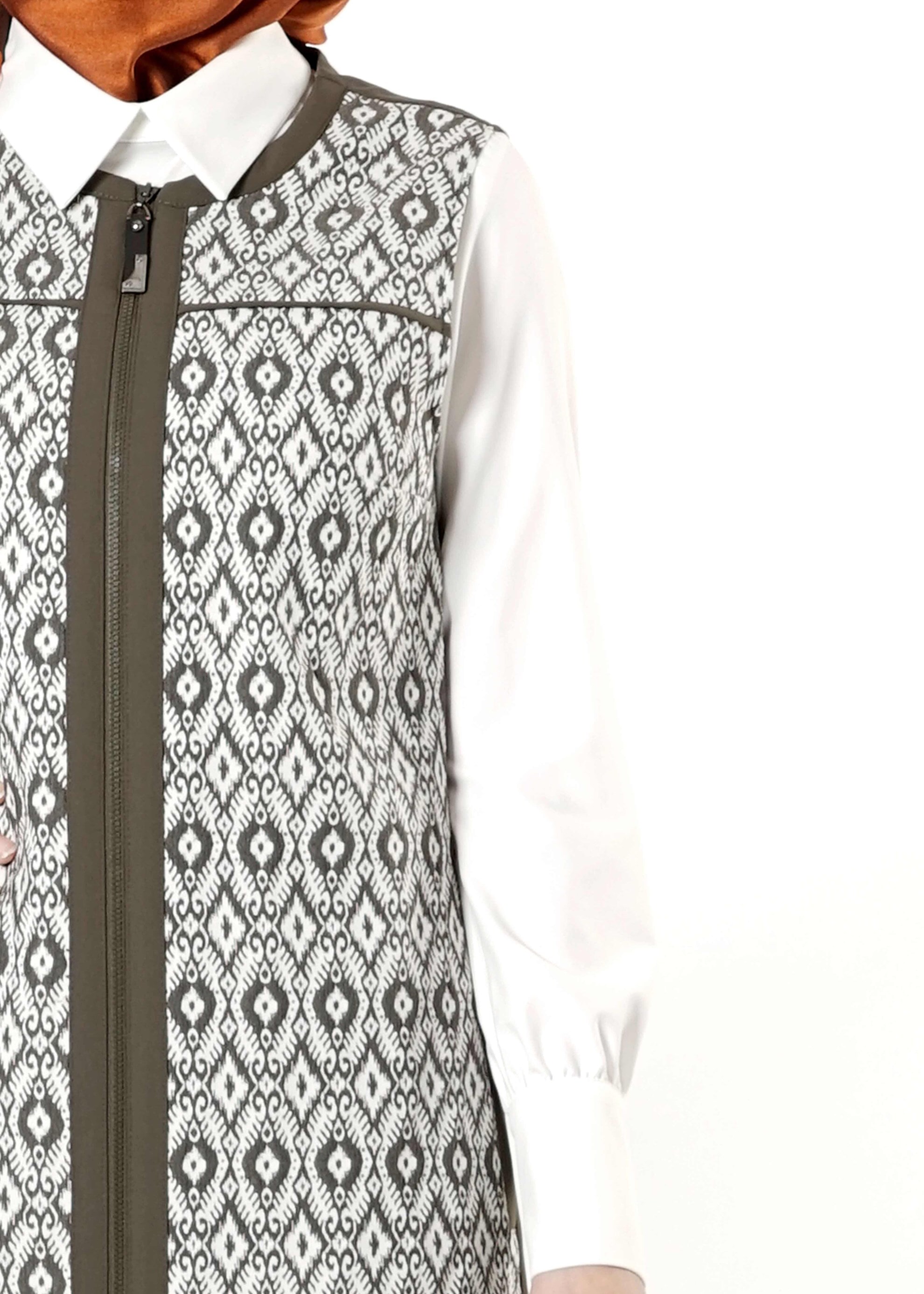 Tesettür giyim HAKİ 4155 YELEK 