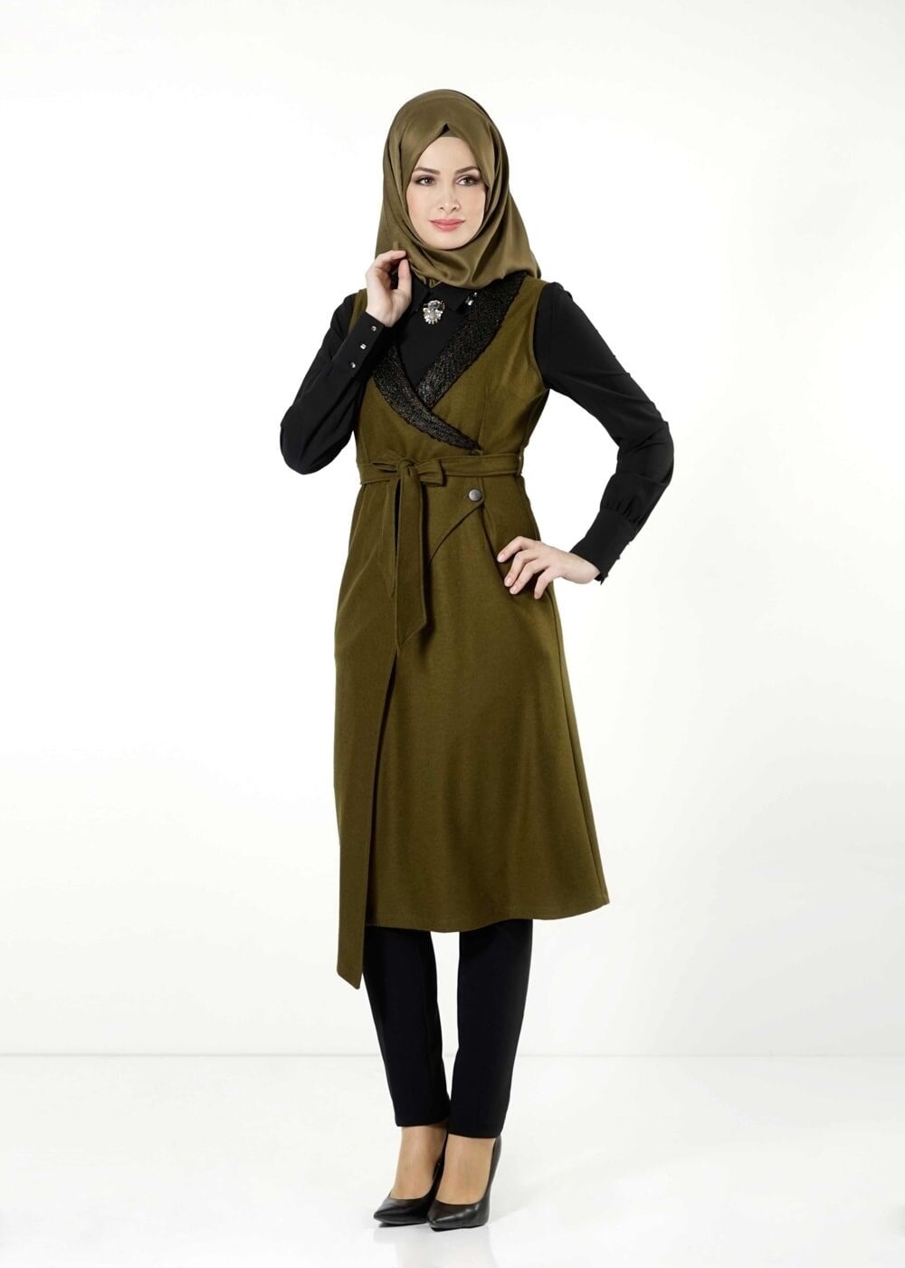 Tesettür giyim YEŞİL 4171 YELEK