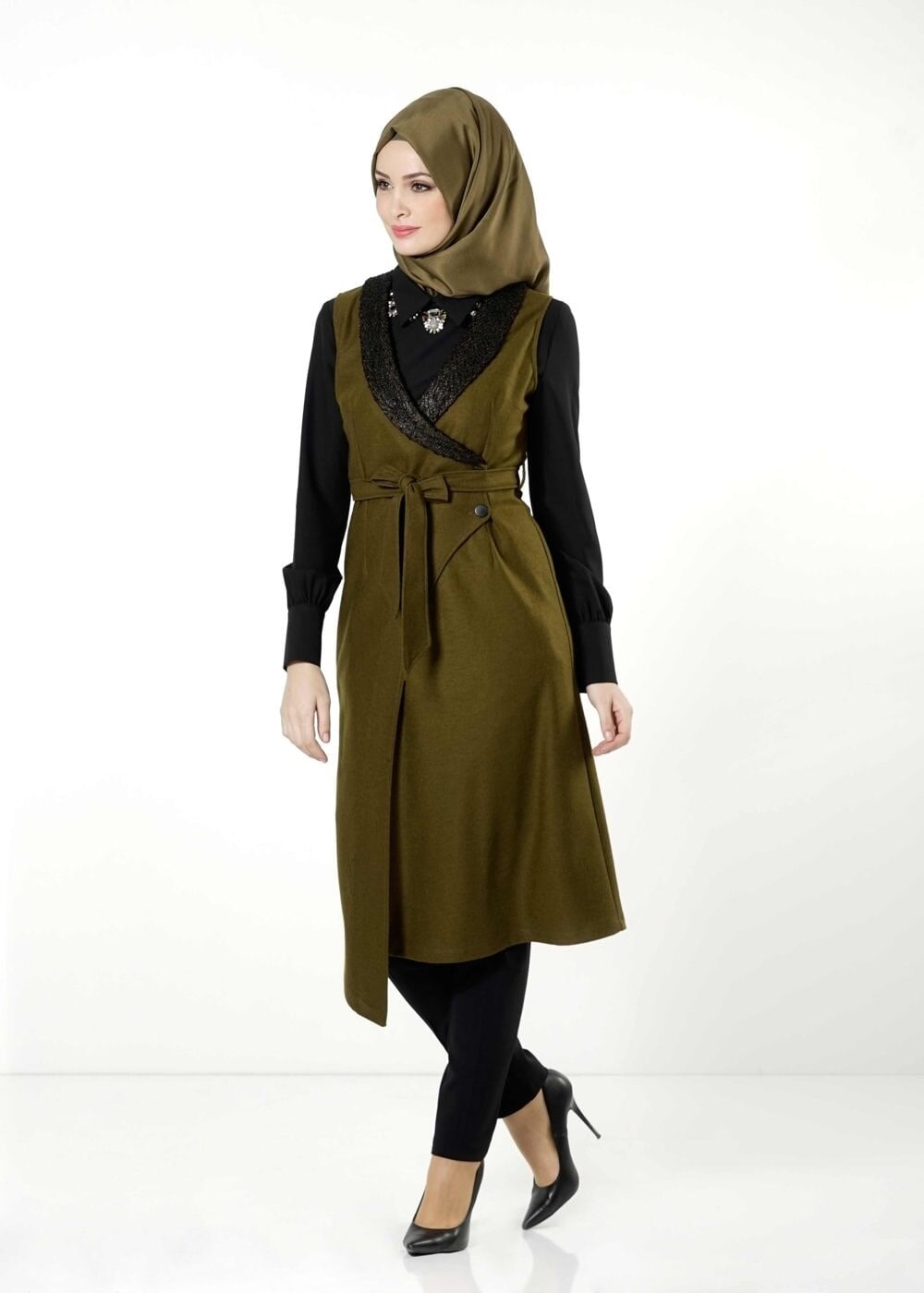 Tesettür giyim YEŞİL 4171 YELEK