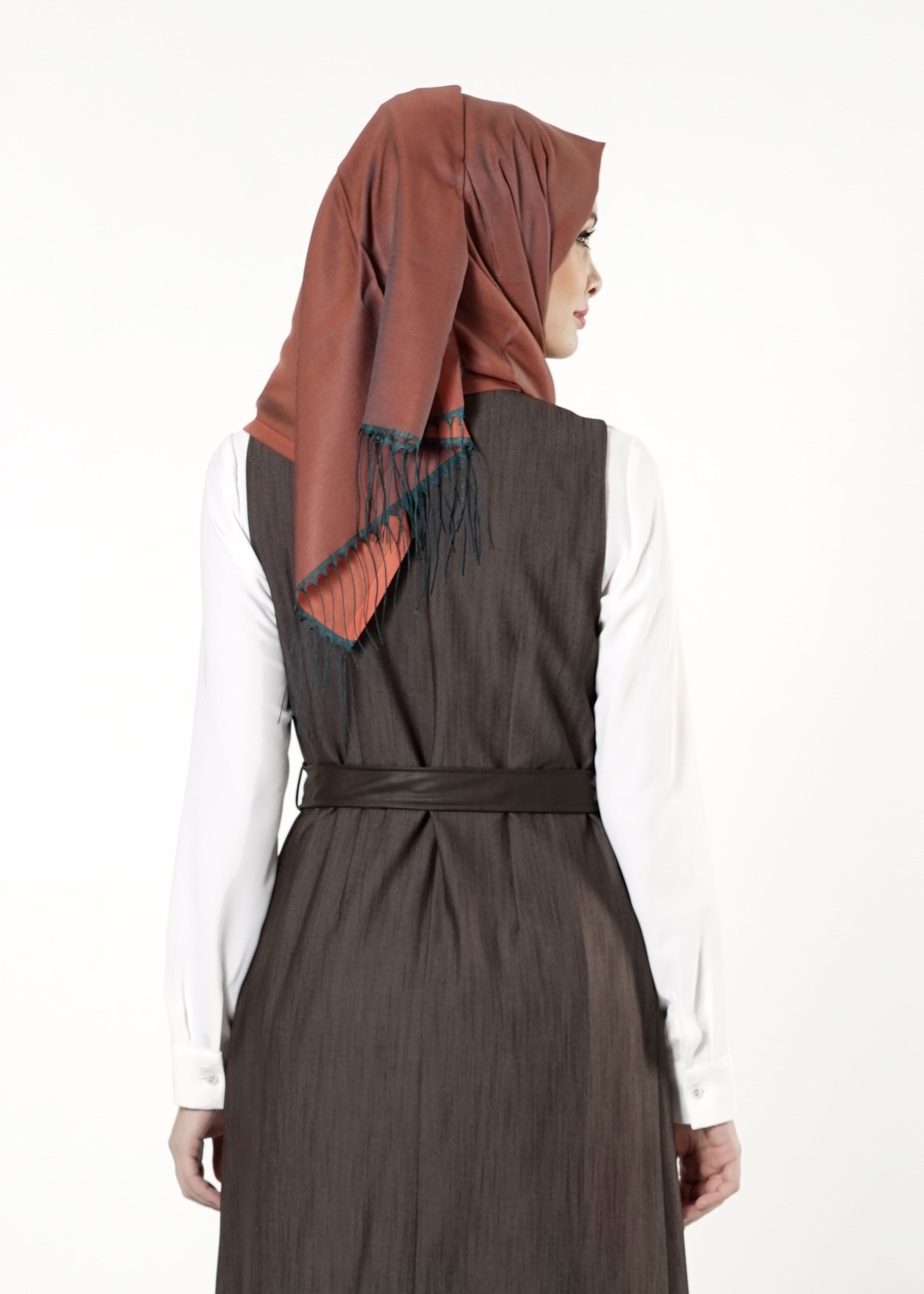 Tesettür giyim KAHVE CEPLİ YELEK 4193 