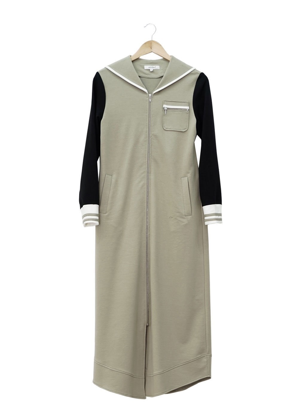 Hijab clothing KHAKI HOODED ZIPPED SPORT TUNIC 4782 