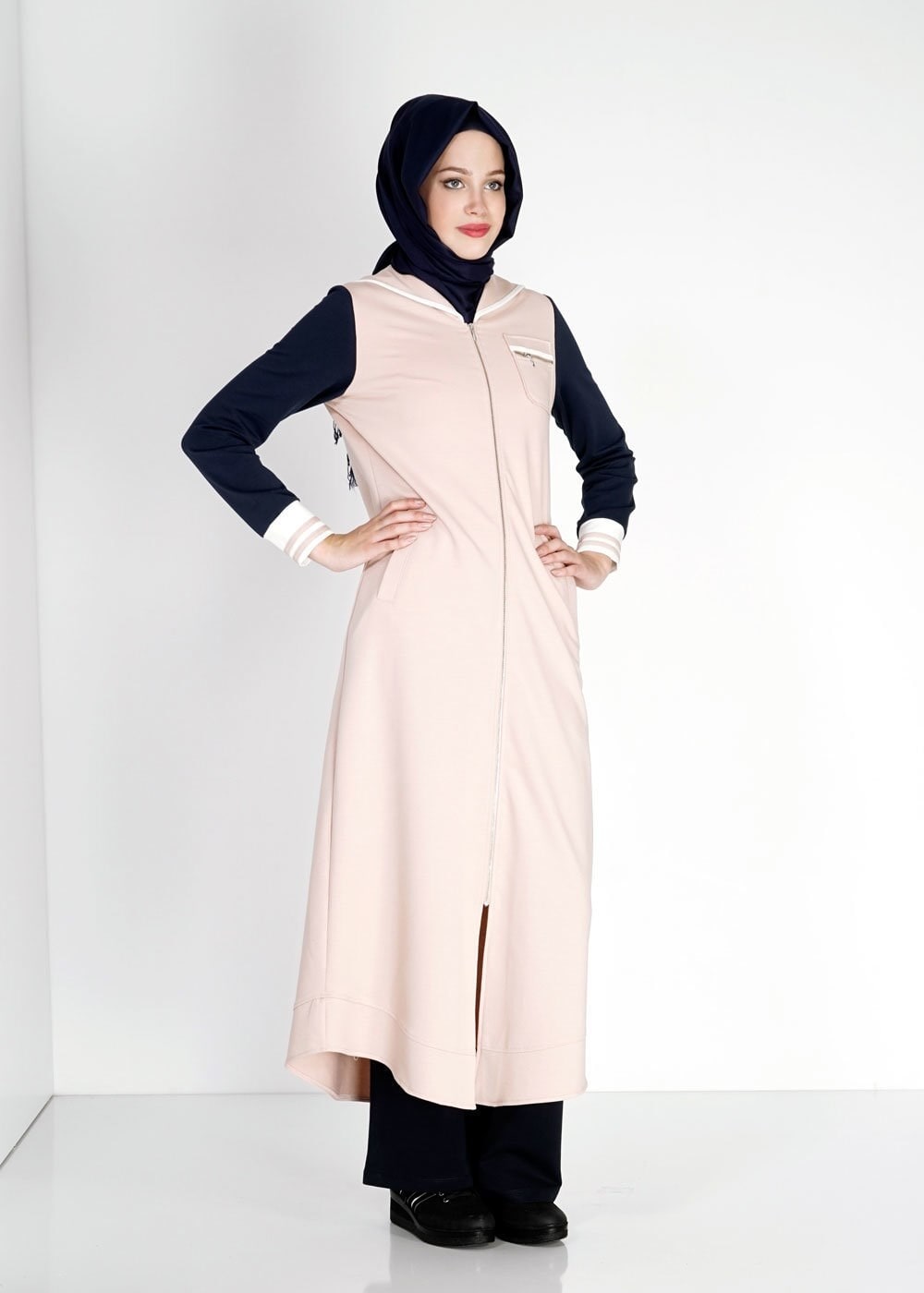 Hijab clothing POWDER HOODED ZIPPED SPORT TUNIC 4782 