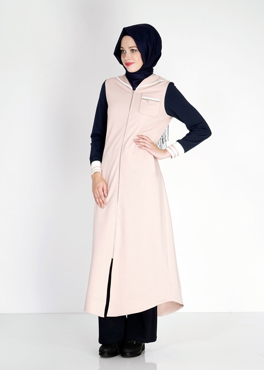 Hijab clothing POWDER HOODED ZIPPED SPORT TUNIC 4782 