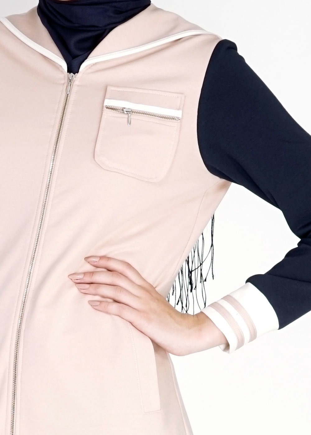 Hijab clothing POWDER HOODED ZIPPED SPORT TUNIC 4782 