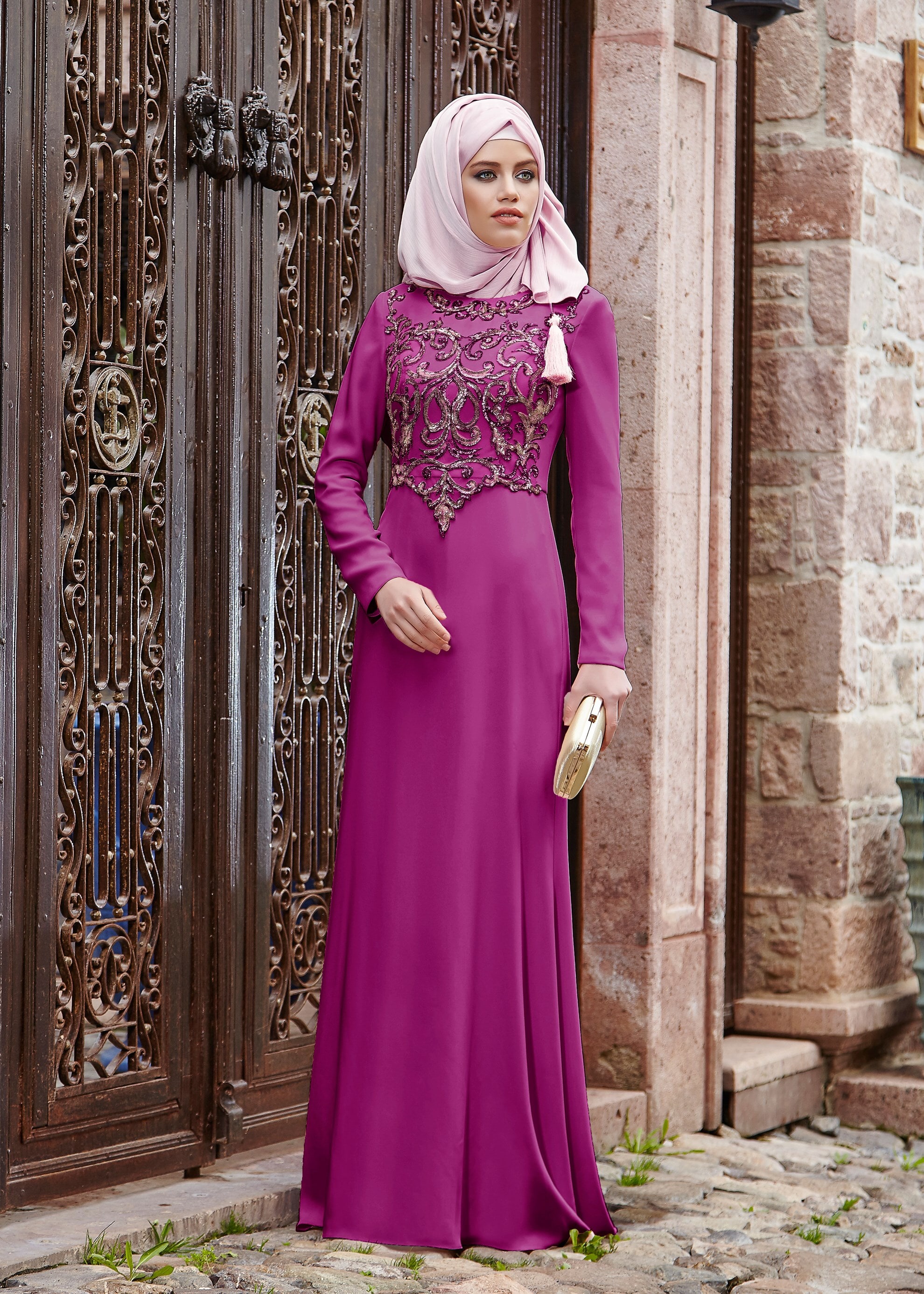 Tesettür giyim MOR 5173 Suzanna Tesettür Abiye 38/44 TEK40