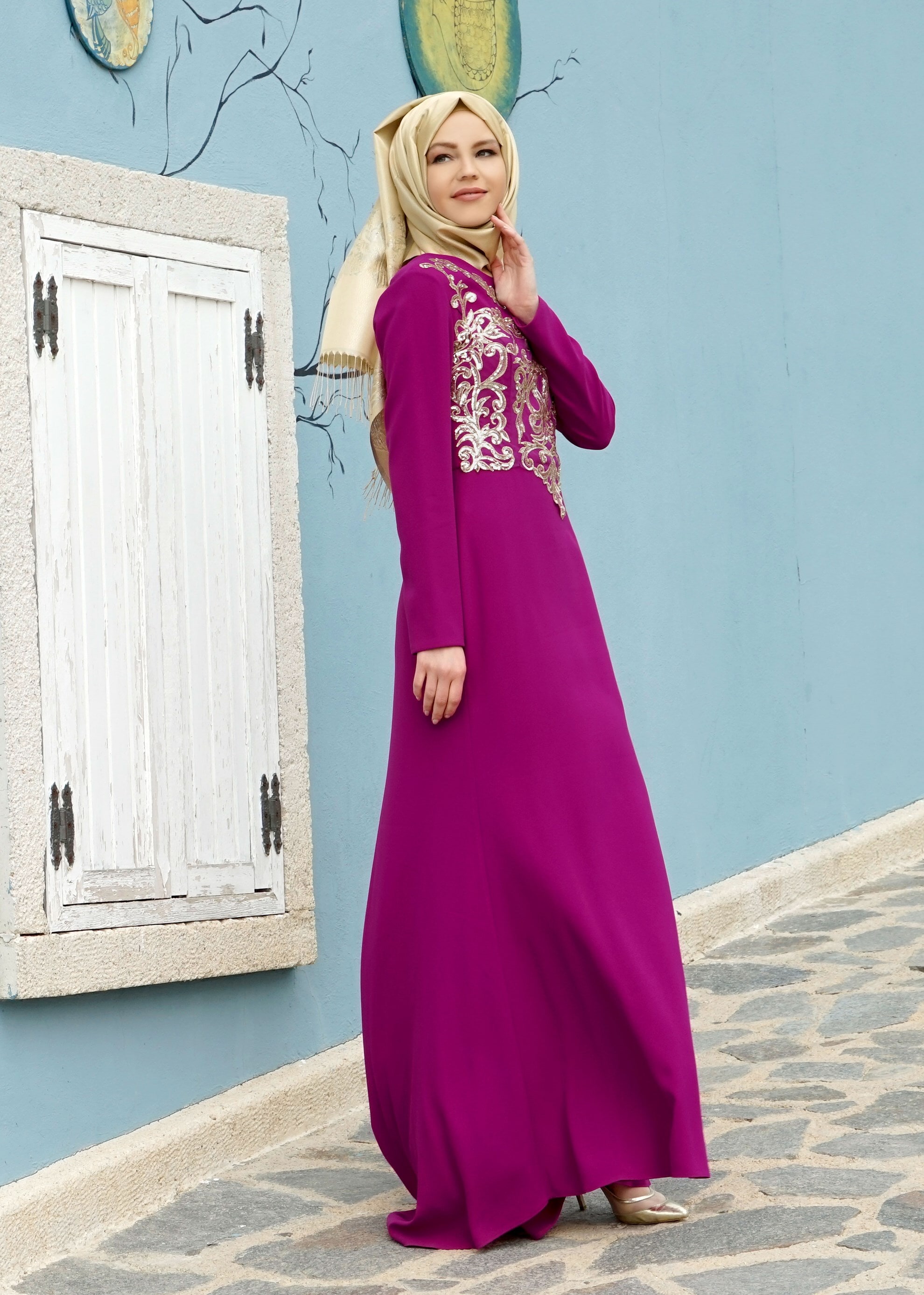 Tesettür giyim MOR 5173 Suzanna Tesettür Abiye 38/44 TEK40