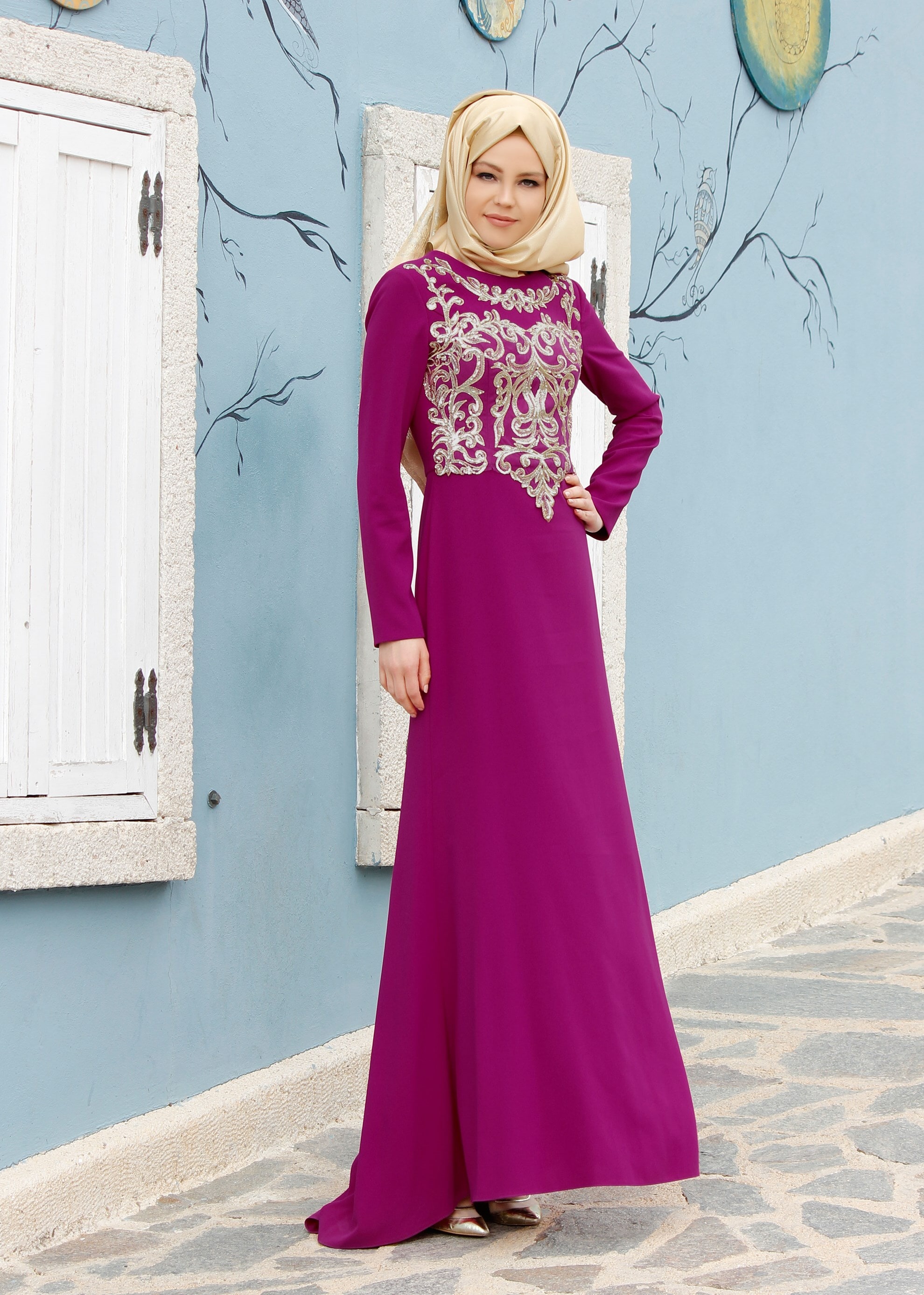 Tesettür giyim MOR 5173 Suzanna Tesettür Abiye 38/44 TEK40