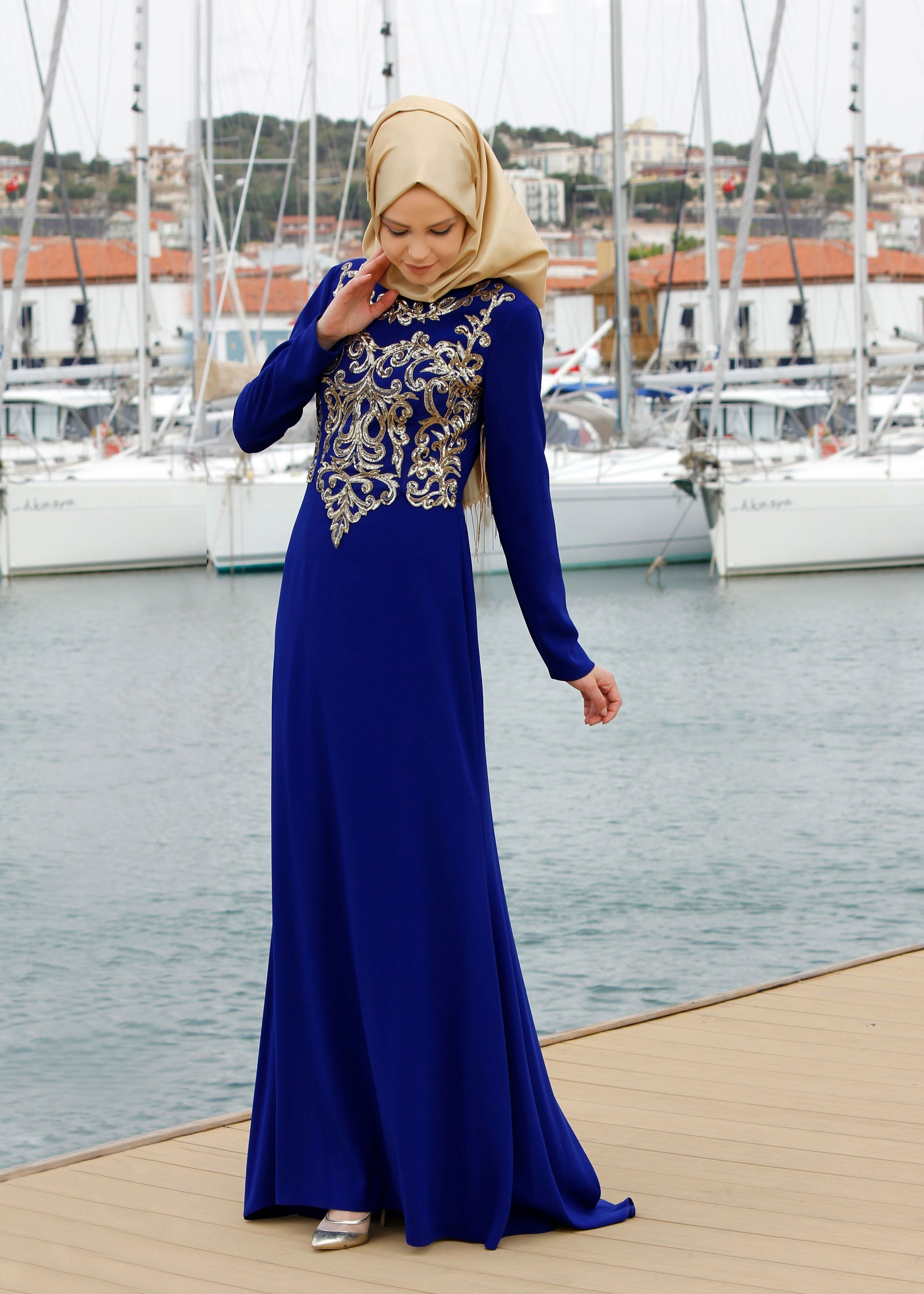 Tesettür giyim LACİVERT 5173 Suzanna Tesettür Abiye 38/44 TEK40
