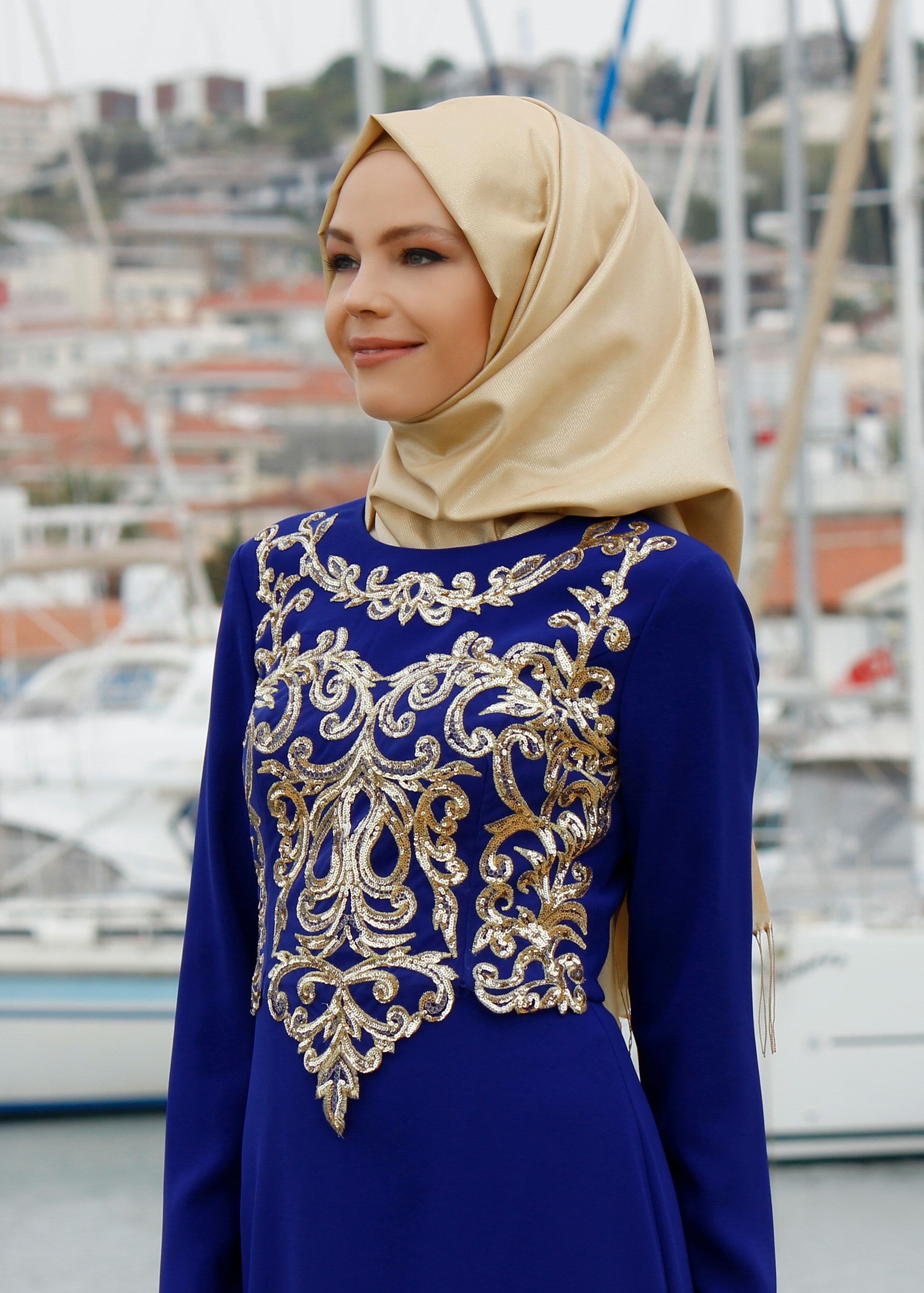 Tesettür giyim LACİVERT 5173 Suzanna Tesettür Abiye 38/44 TEK40