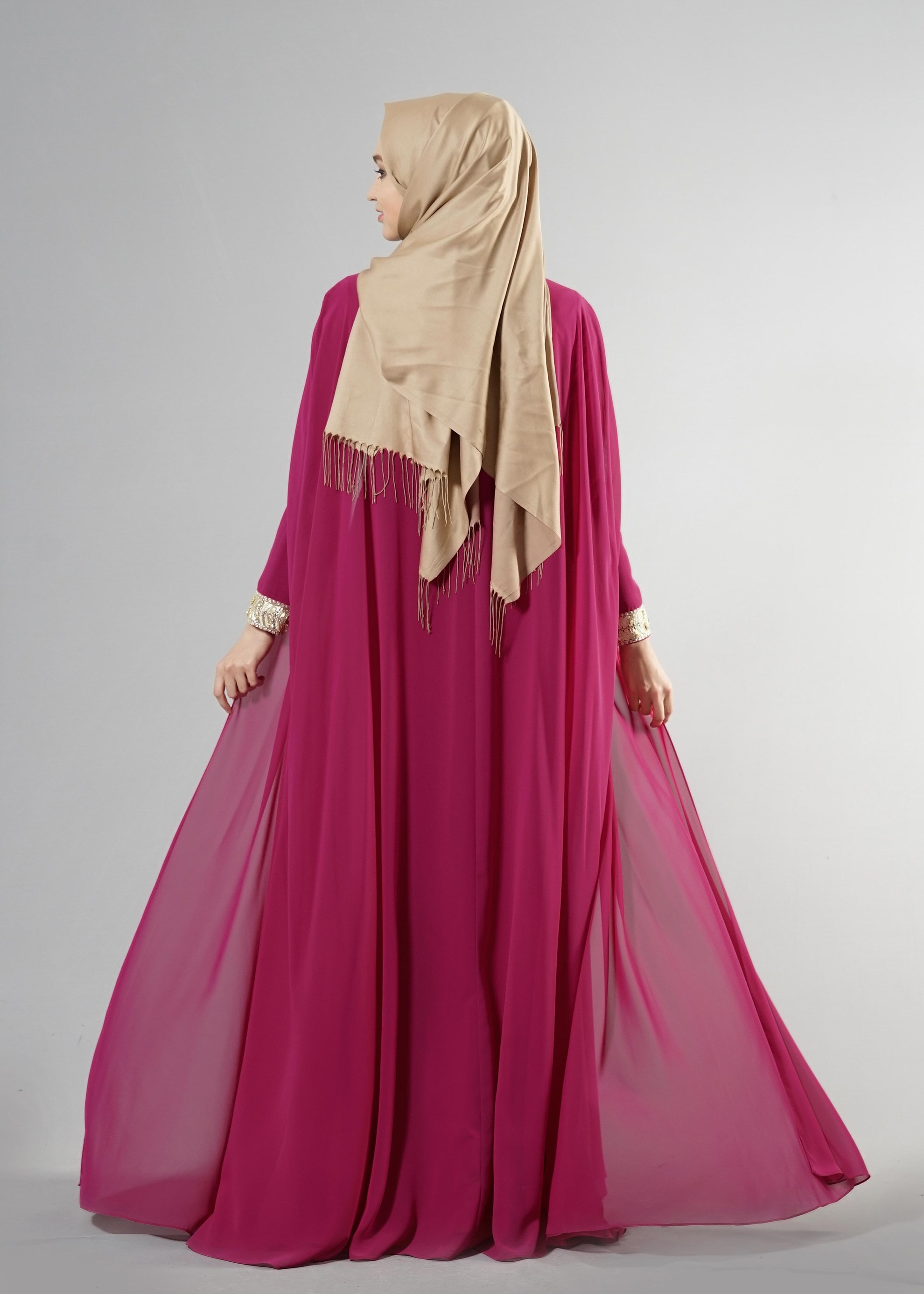 Tesettür giyim MOR 5179 Multi Şifon 2&prime;Li Tesettür Elbiseli Abiye 38/42