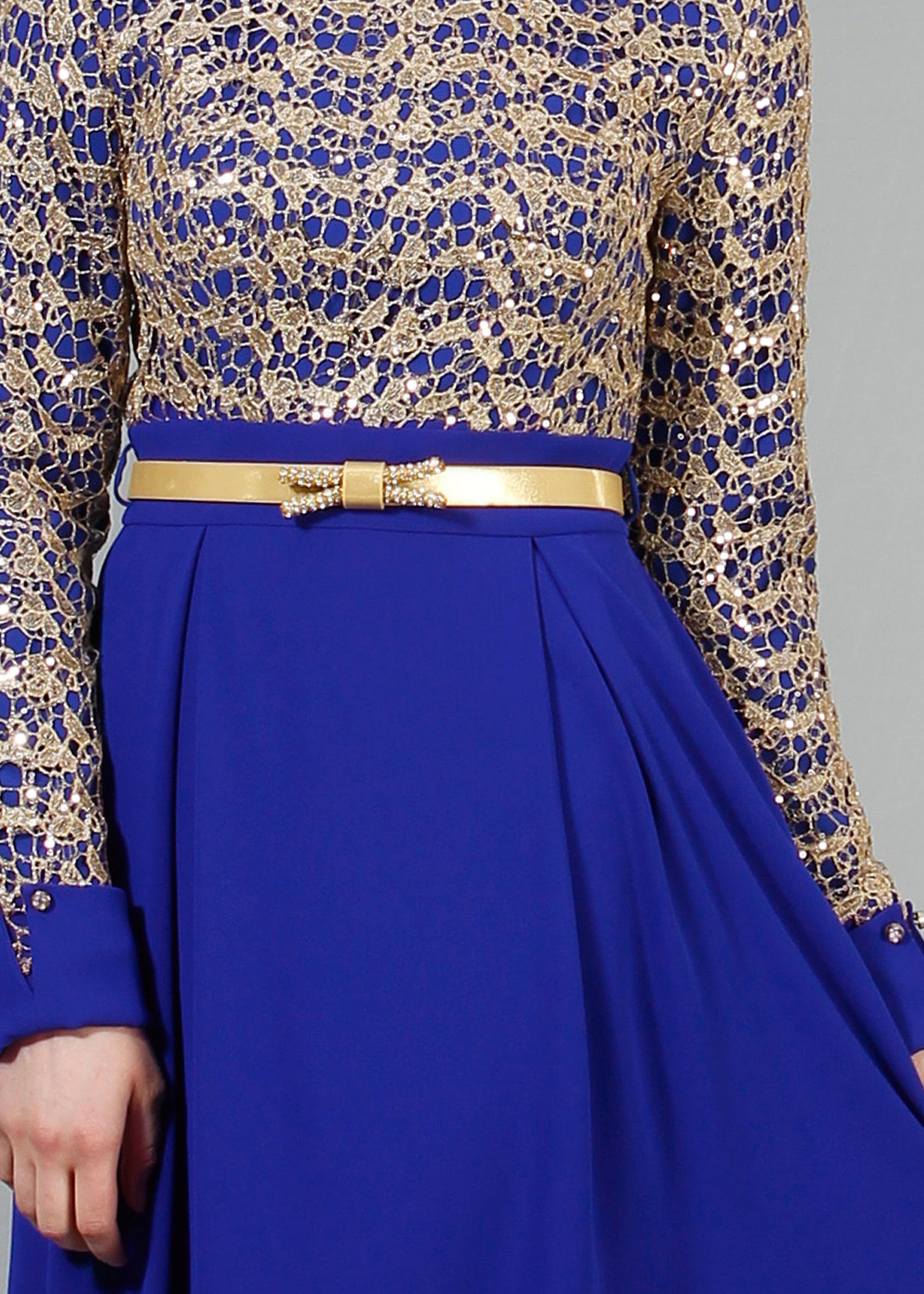 Tesettür giyim LACİVERT İŞLEMELİ BONCUK DETAYLI ABİYE ELBİSE 5188